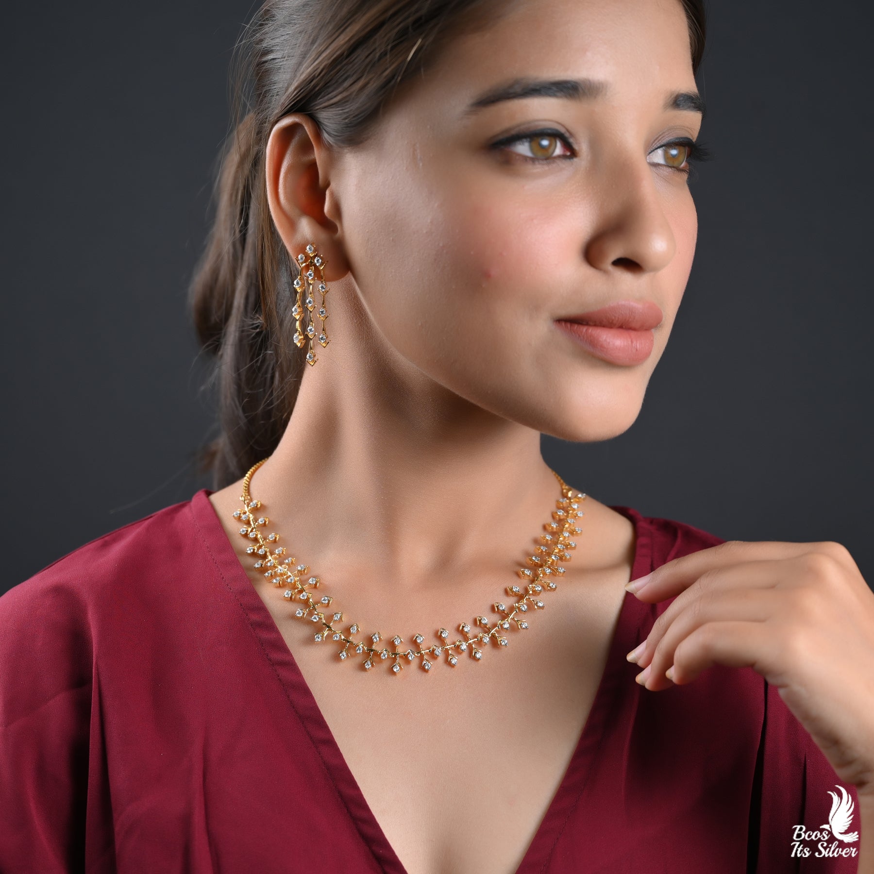 Theia Diamond Look Neckpiece - 2632- ( MADE TO ORDER )