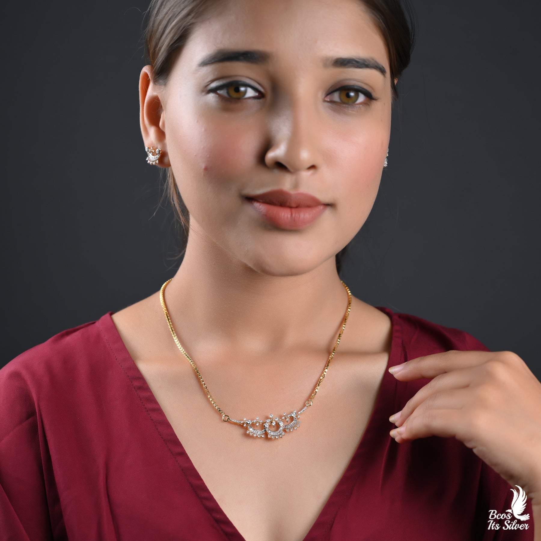 925 Silver Theia Gold Plated Pendant with chain set- 2497