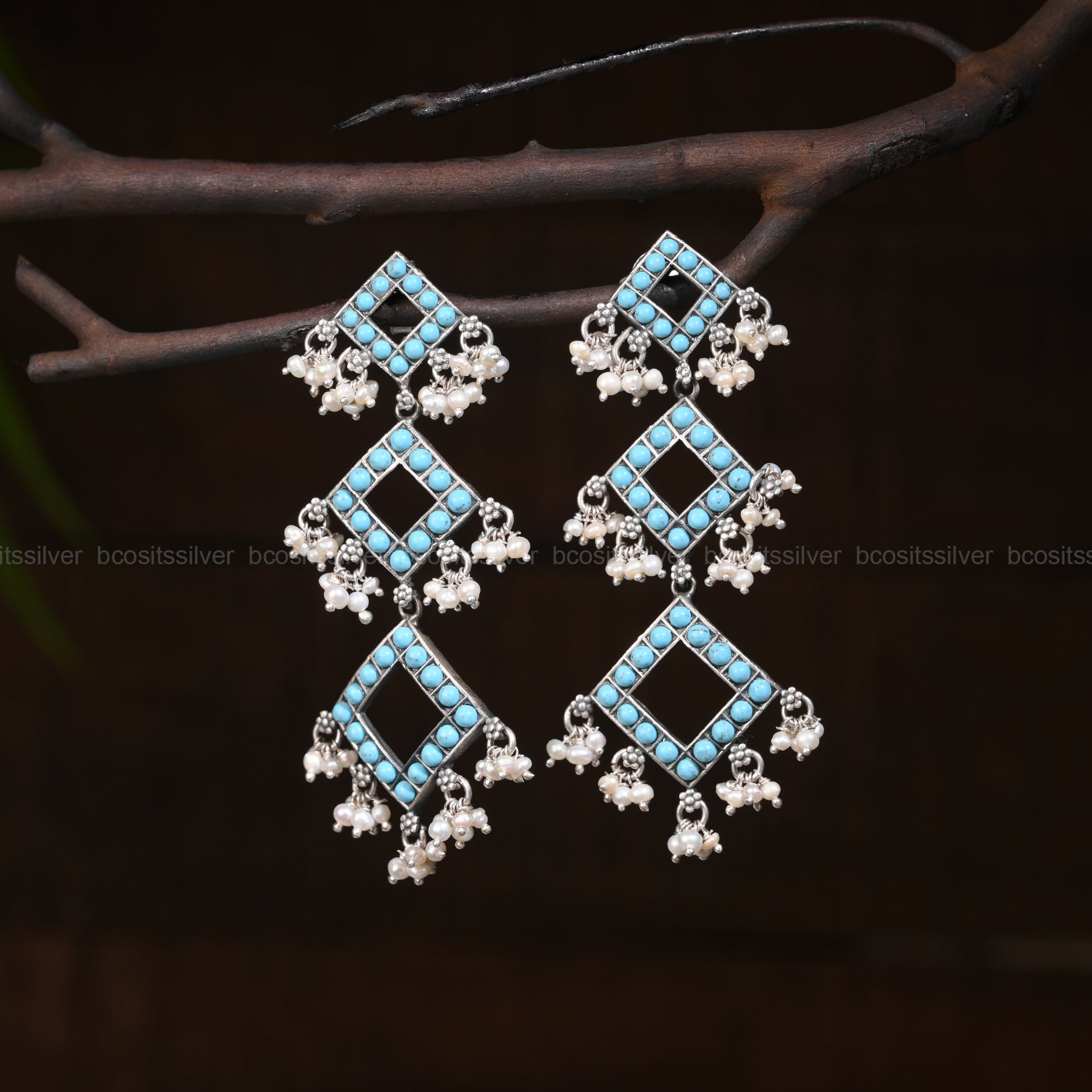 Pure 925 Silver Oxidized Earring - 1291