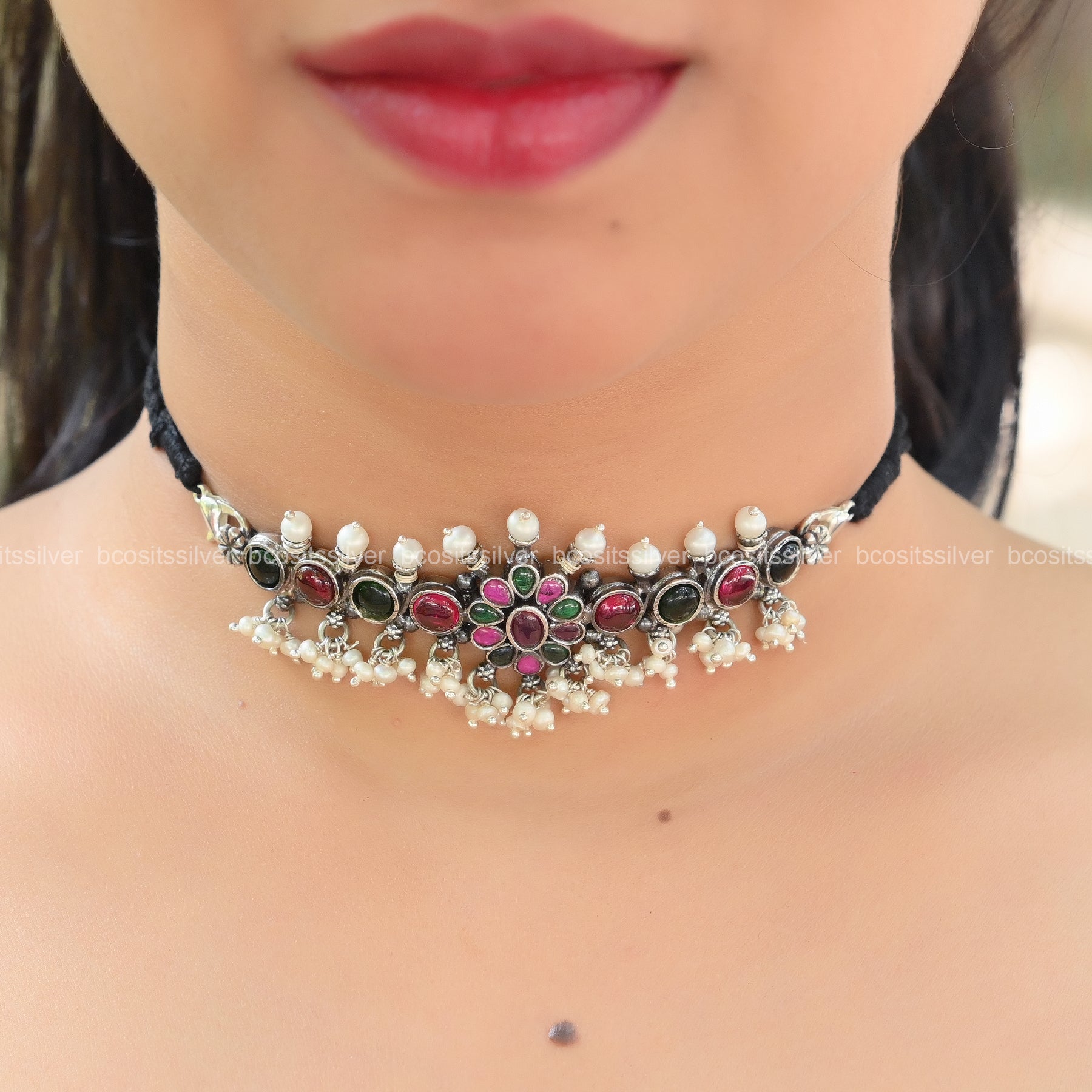 OXIDIZED RANI JASMINE CHOKER - 1327