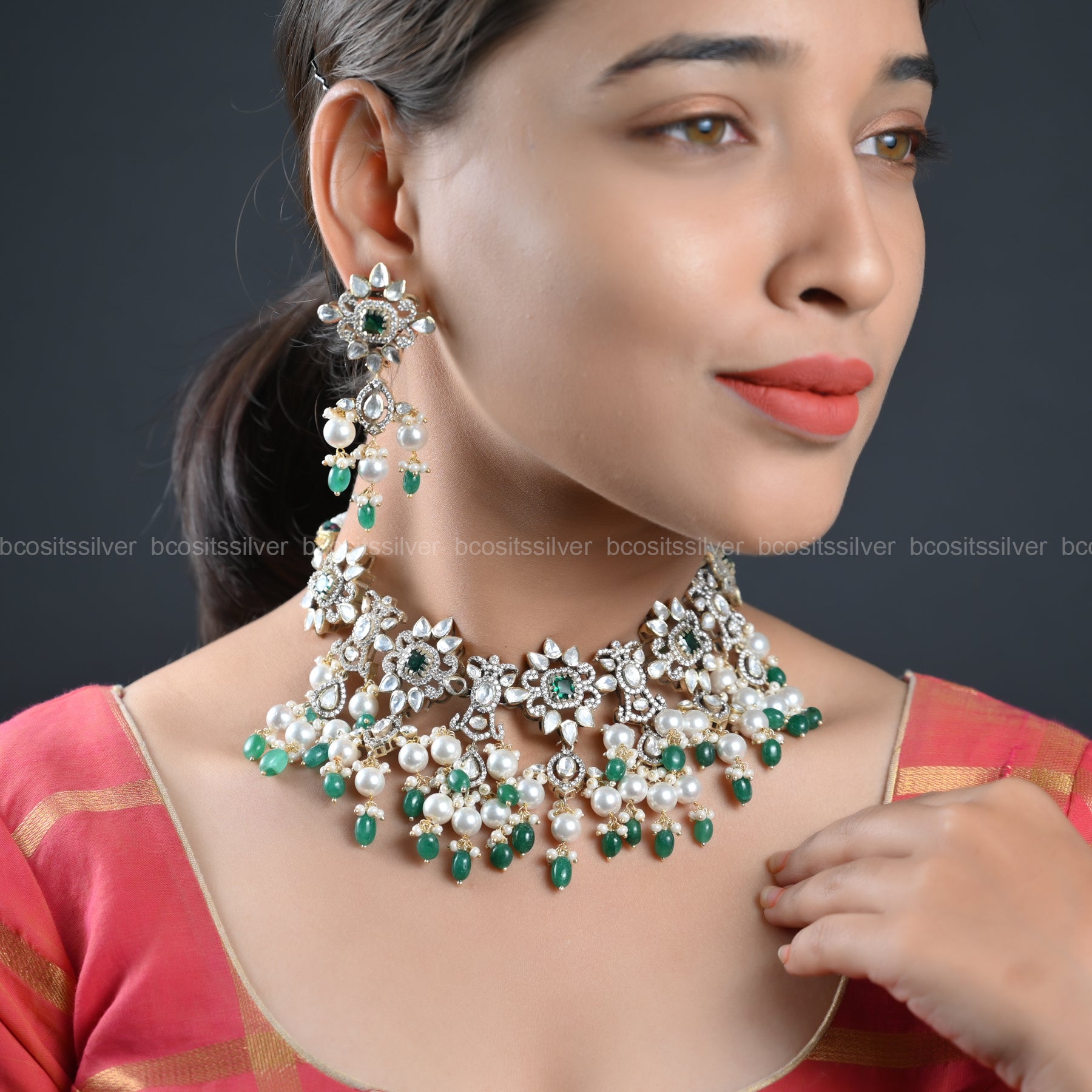 Victorian Choker with Earring - 781