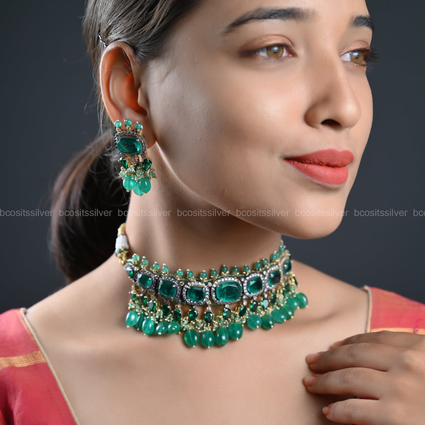 Victorian Choker with Earring - 785