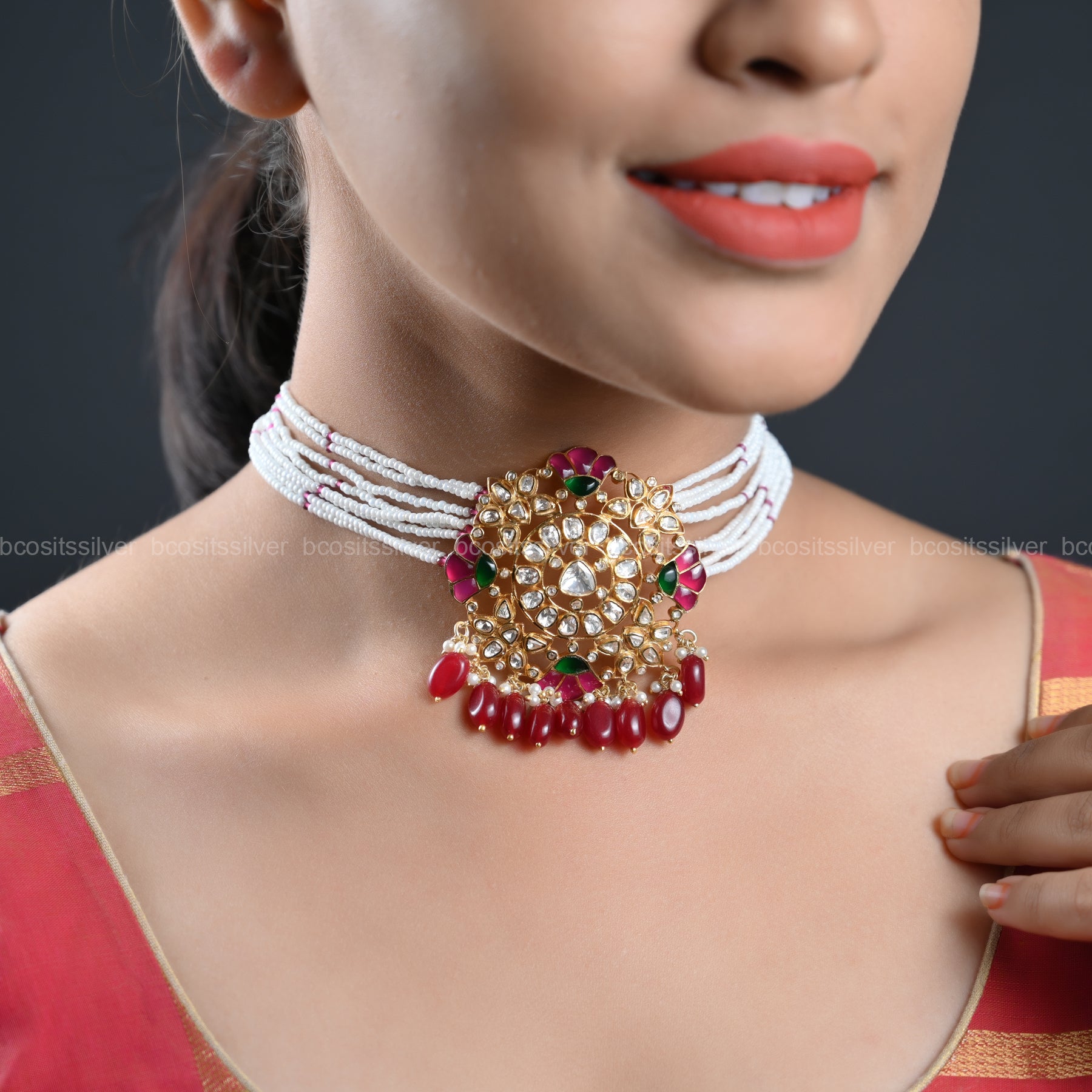 Pure 925 Silver Beads Choker - 820