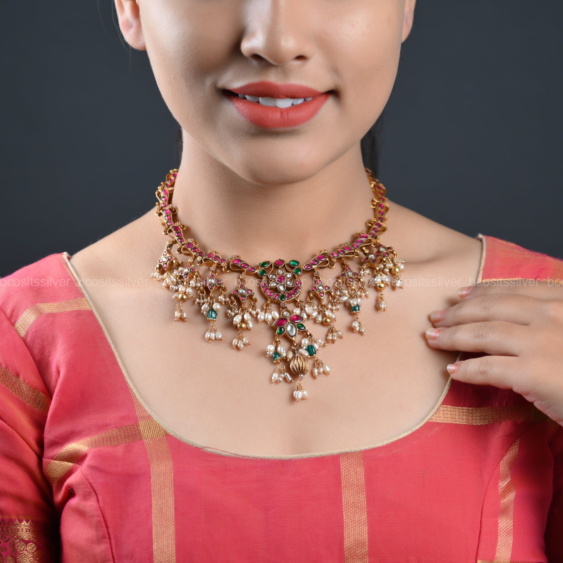 925 Silver Kundan Neckpiece -856