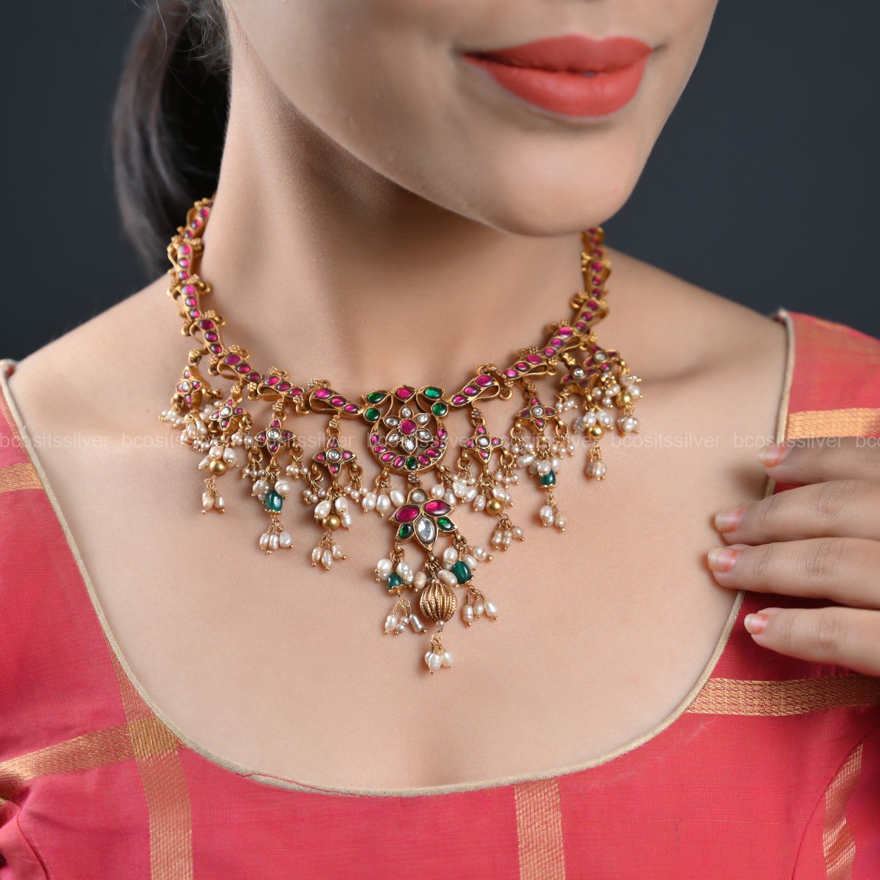 925 Silver Kundan Neckpiece -856