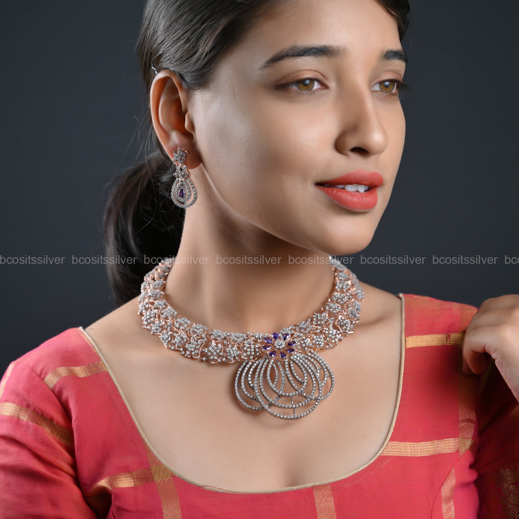 Theia Diamond Look Neckpiece - 850 - ( MADE TO ORDER )