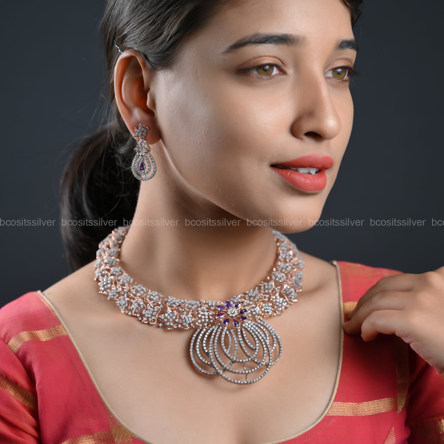 Theia Diamond Look Neckpiece - 850 - ( MADE TO ORDER )