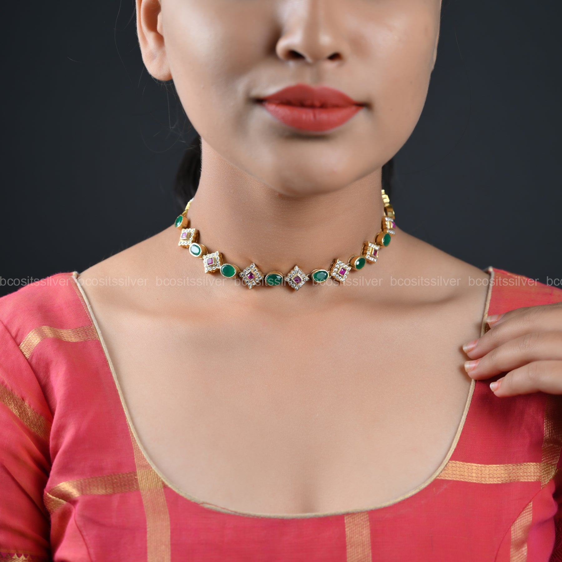 925 Silver Gold Plated Neckpiece - 774