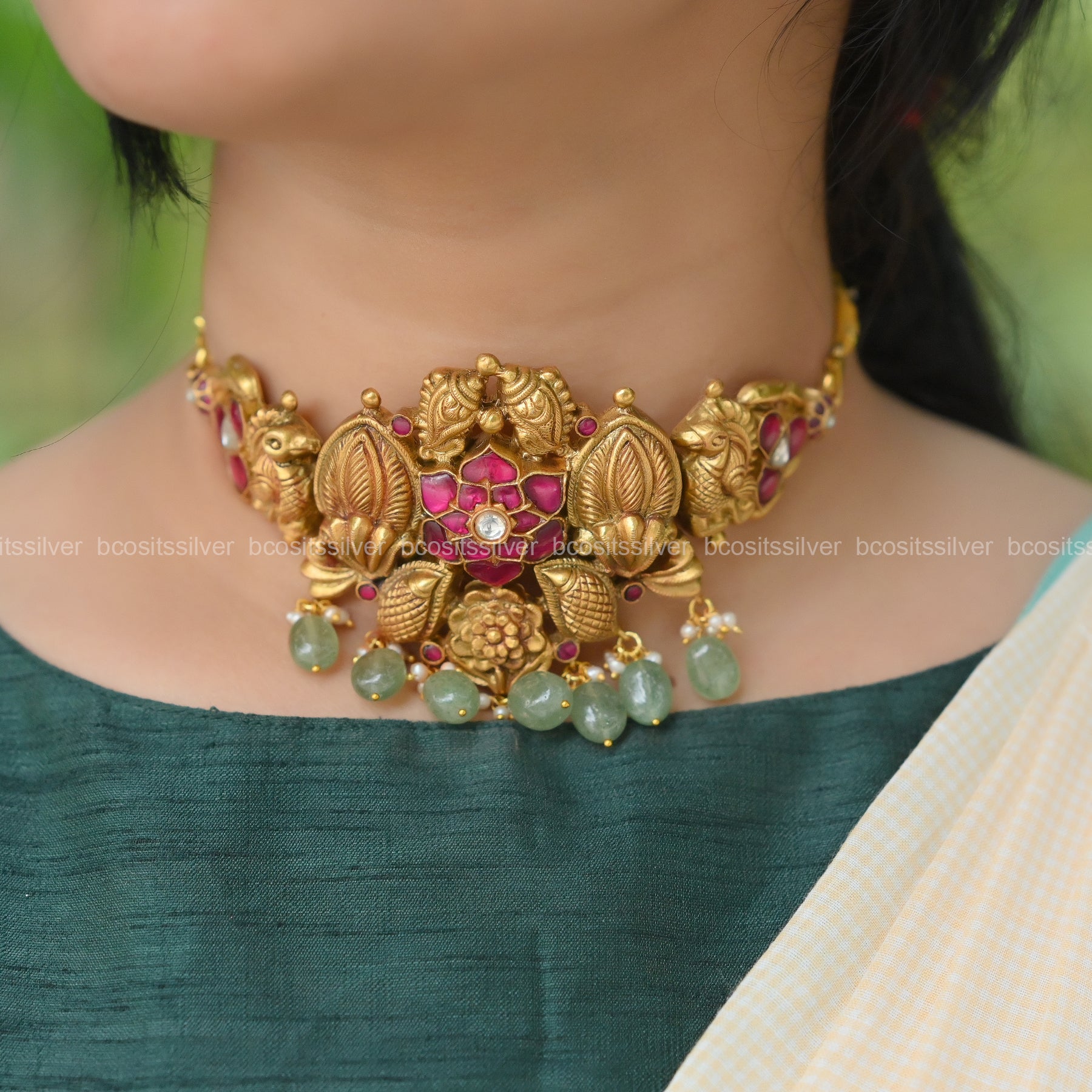 Kundan Peacock with Flower Choker - 1360