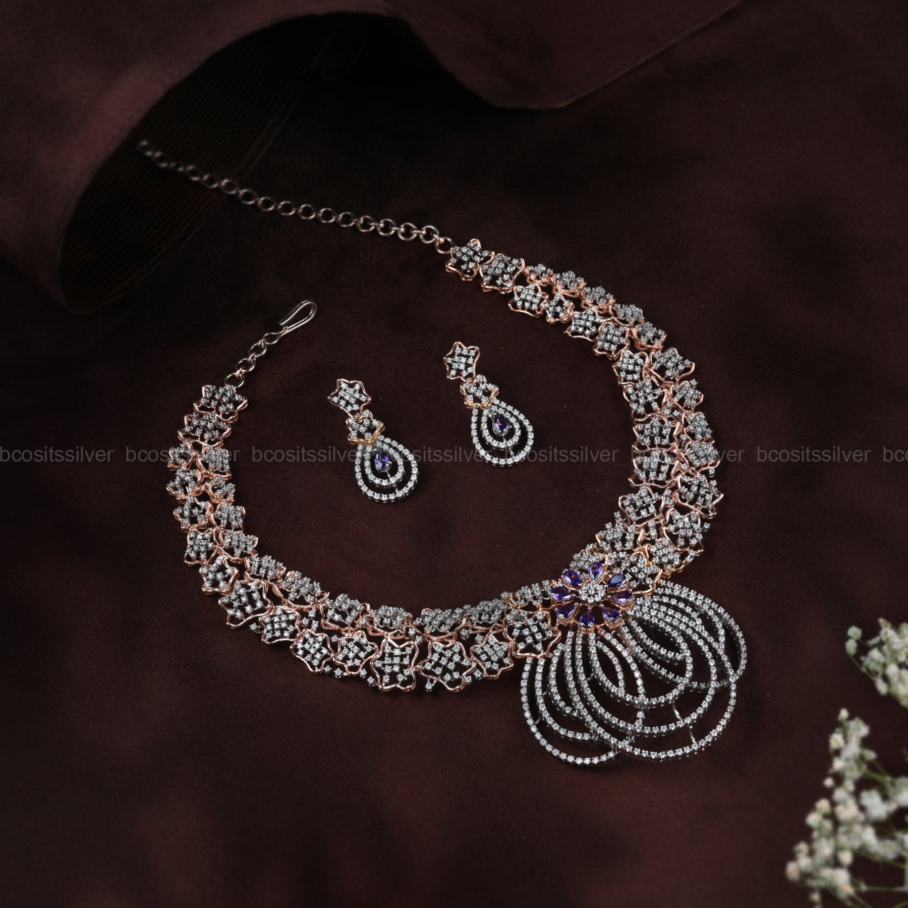 Theia Diamond Look Neckpiece - 850 - ( MADE TO ORDER )