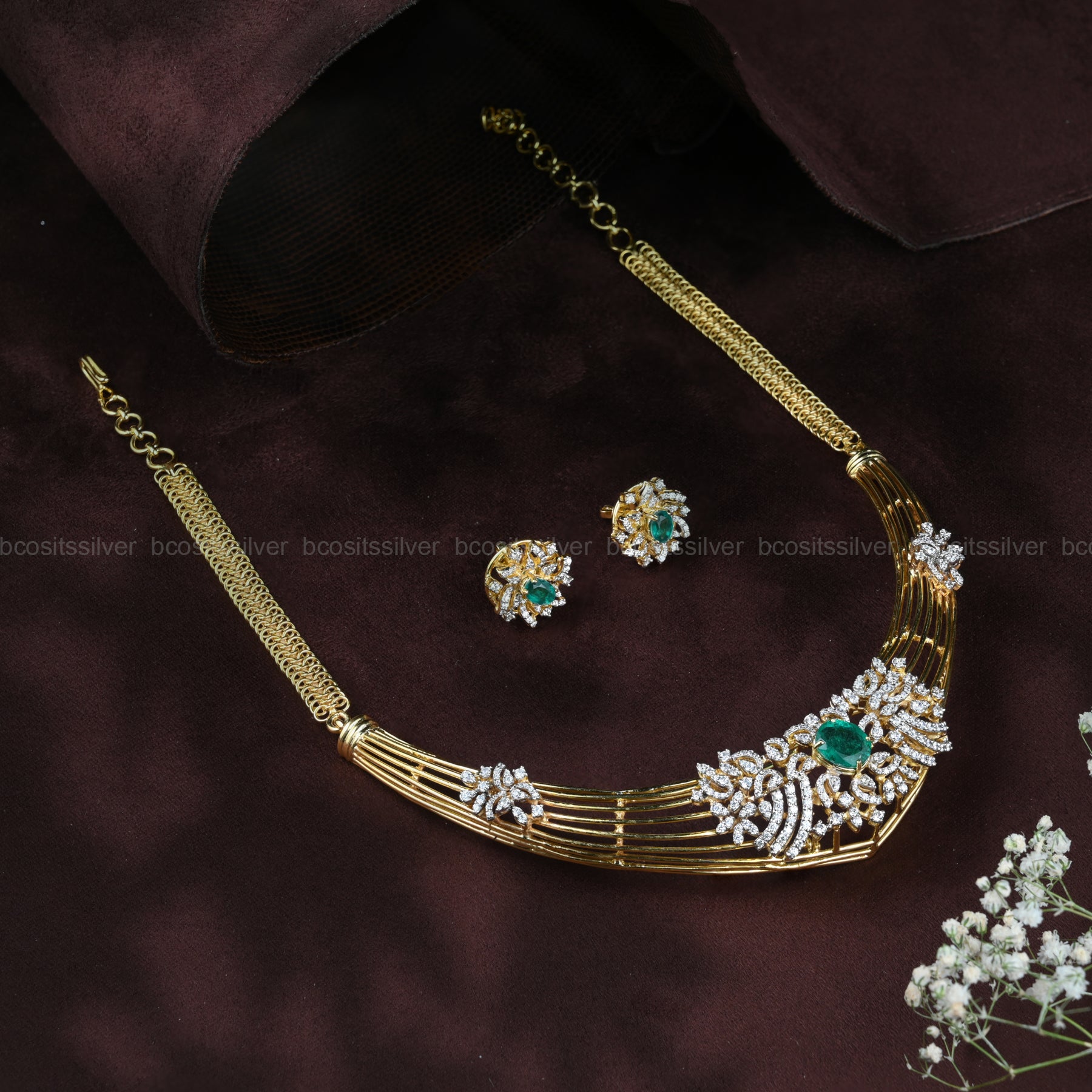 Theia Diamond Look Neckpiece - 7066 ( MADE TO ORDER )