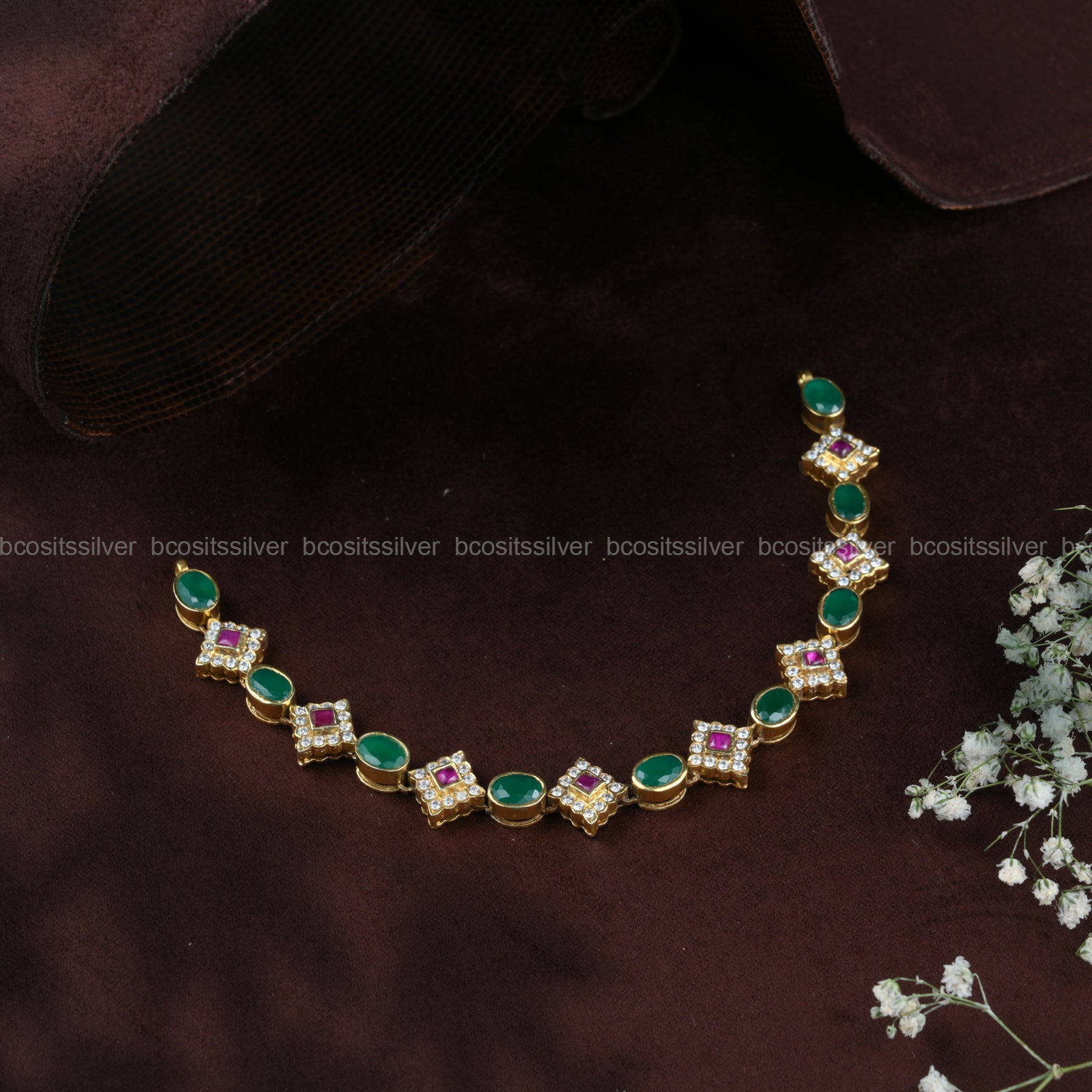 925 Silver Gold Plated Neckpiece - 774