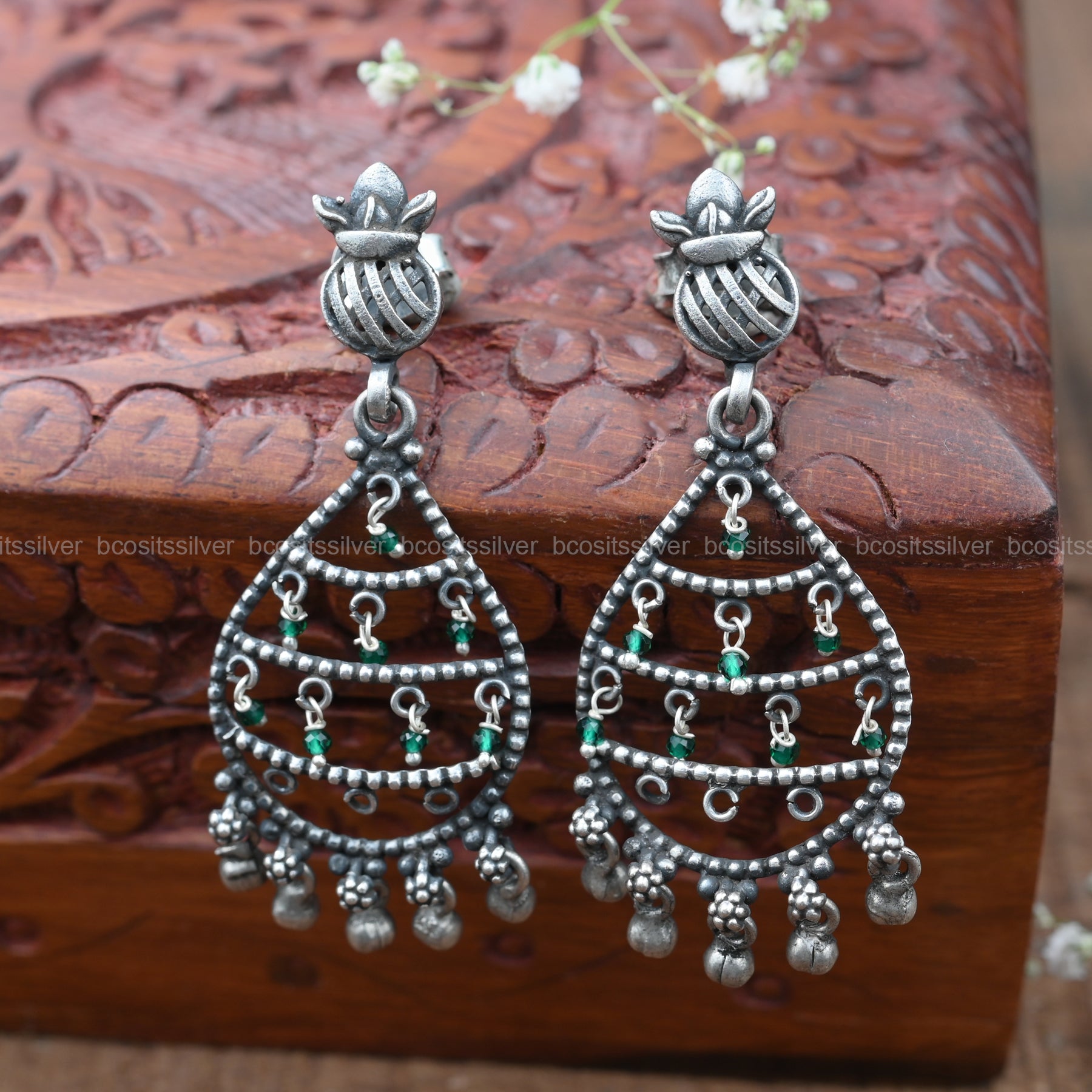 Pure 925 Silver Oxidized Chandbali - 2021