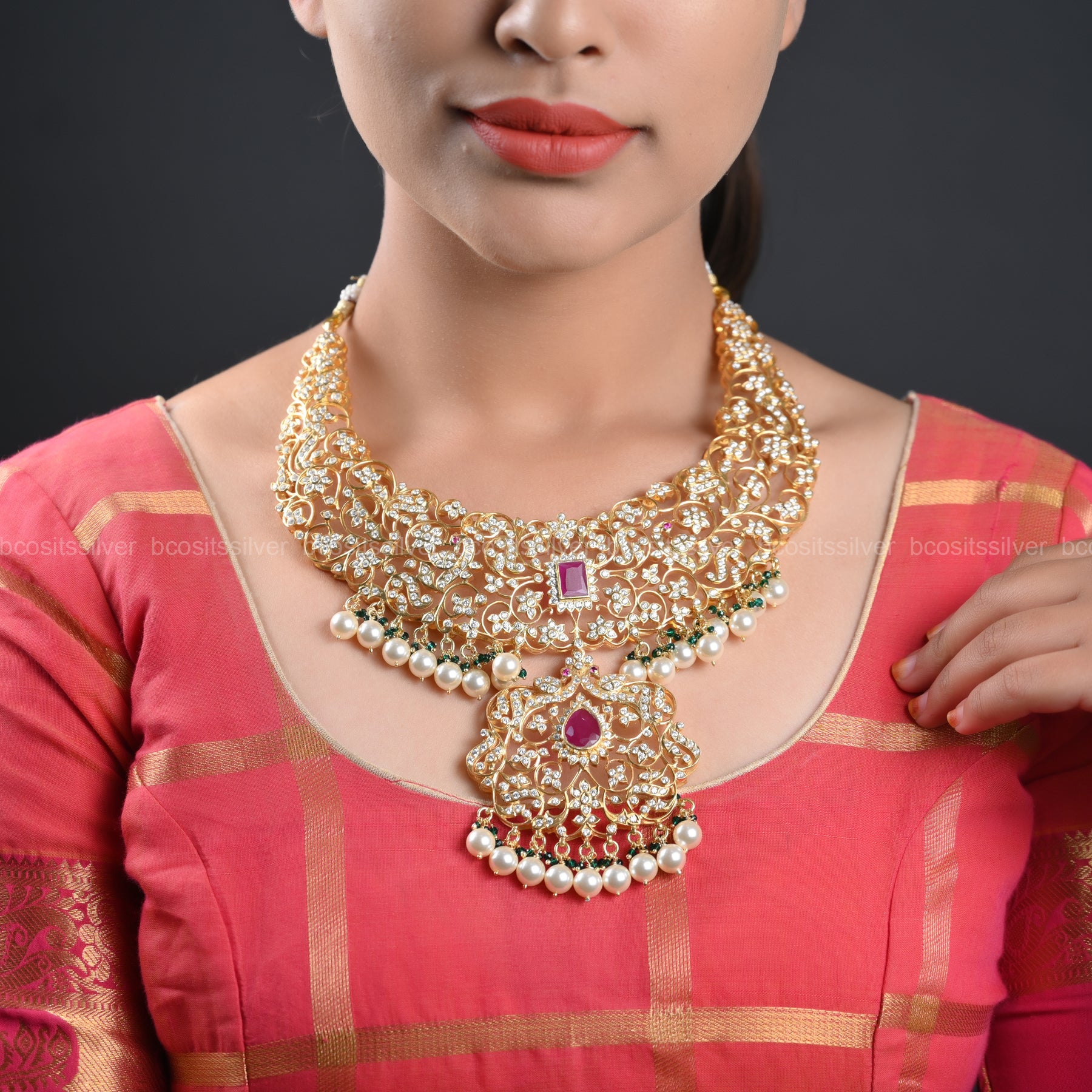 925 Silver Gold Plated Necklace - 2154