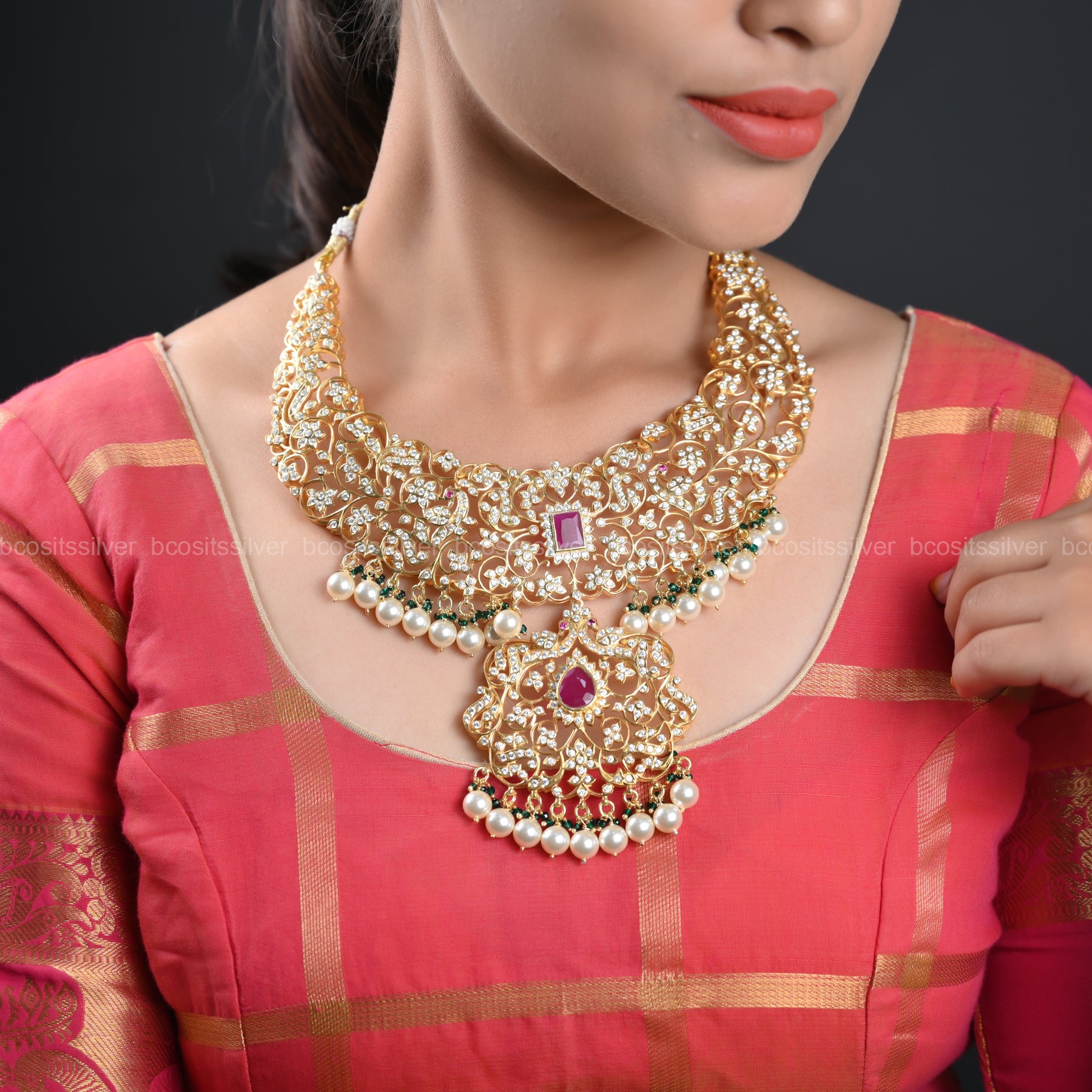 925 Silver Gold Plated Necklace - 2154