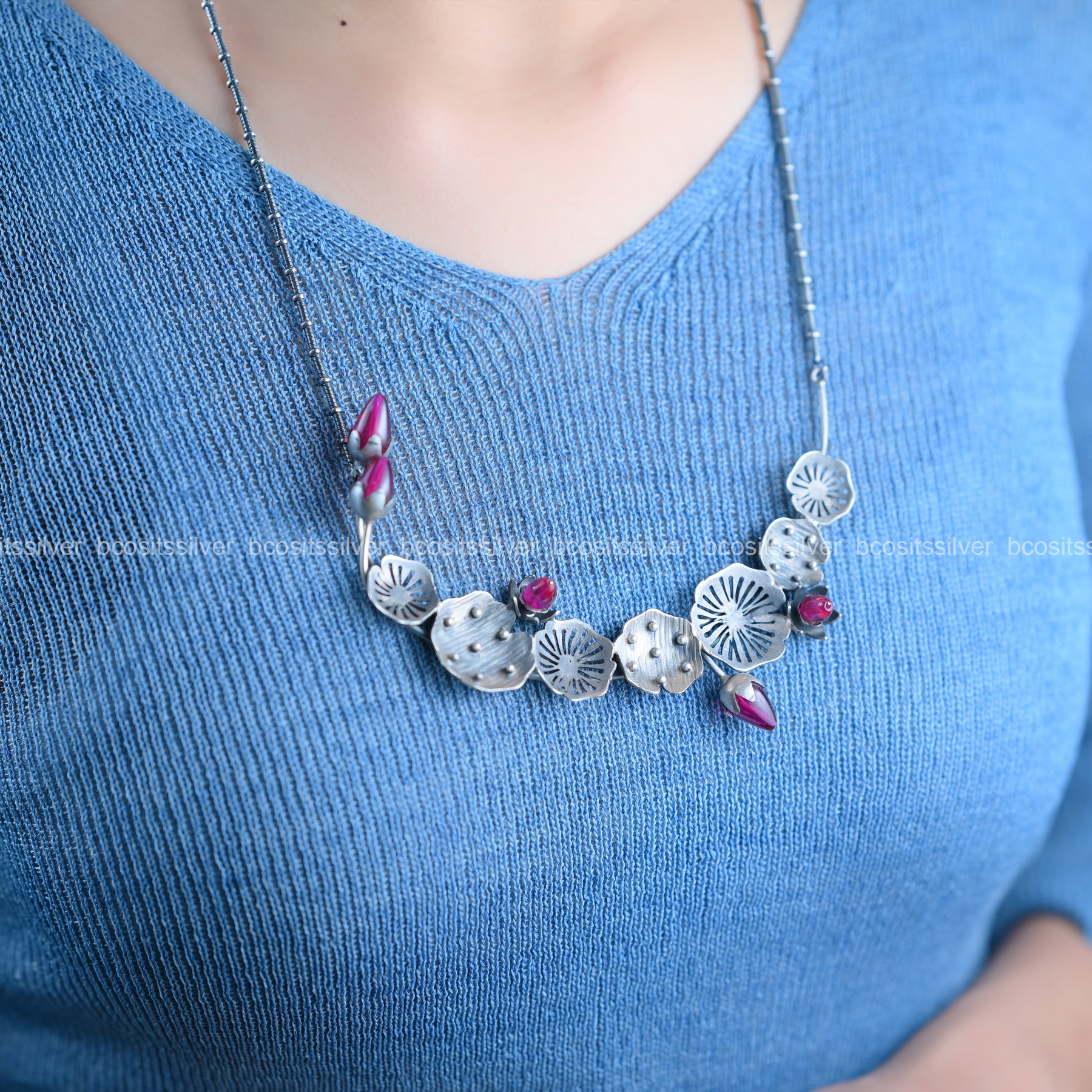 925 silver Oxidized Rose Mottu Haram - 2044