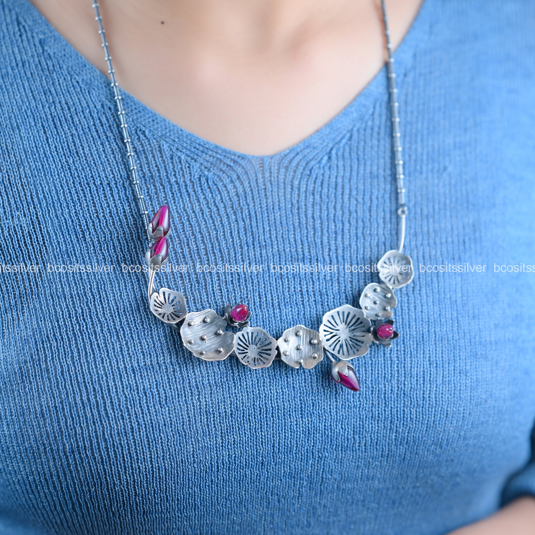 925 silver Oxidized Rose Mottu Haram - 2044