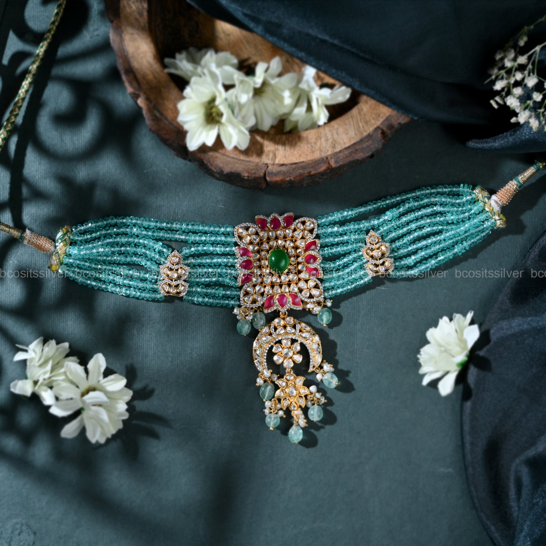 Pure 925 Silver Beads Choker - 828