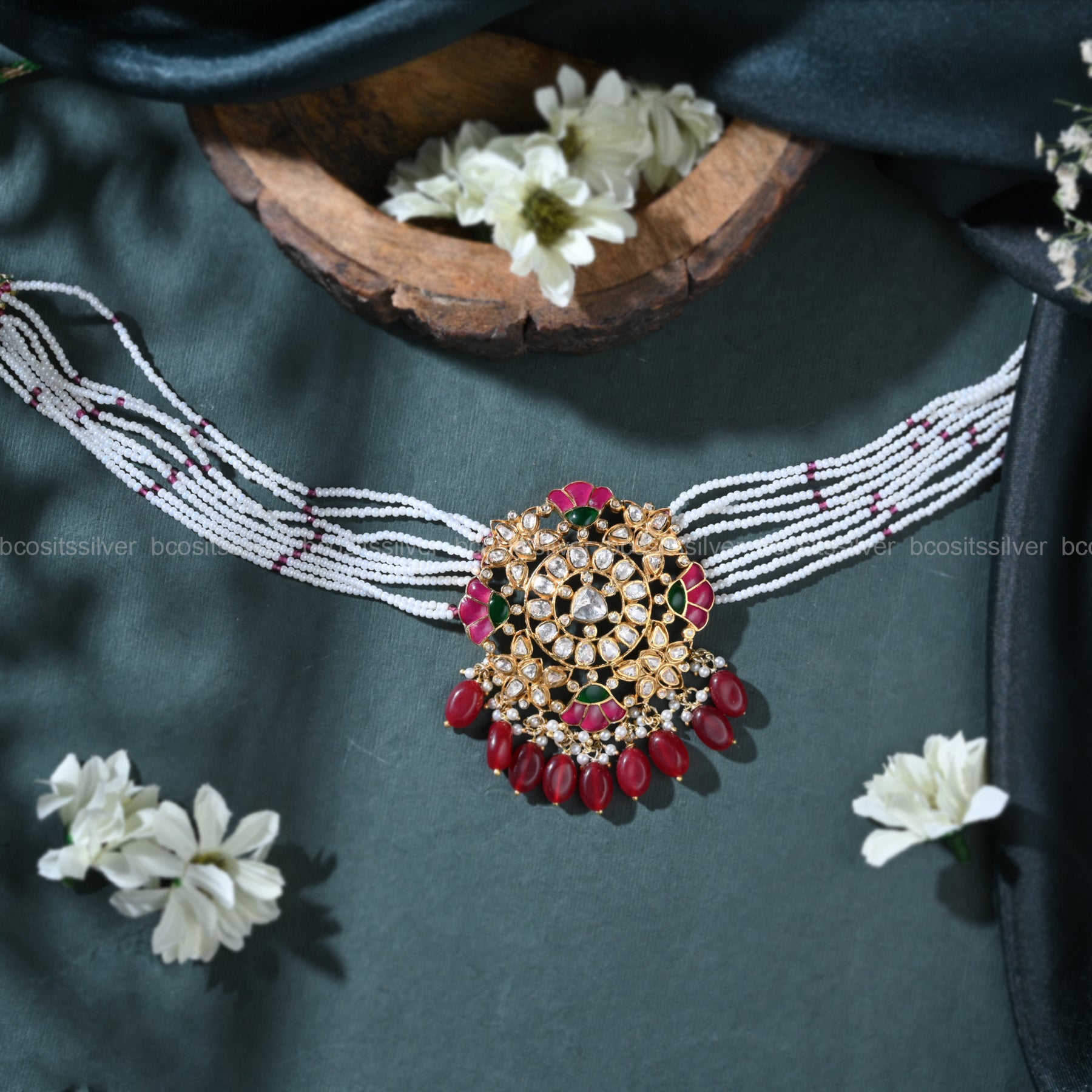 Pure 925 Silver Beads Choker - 820