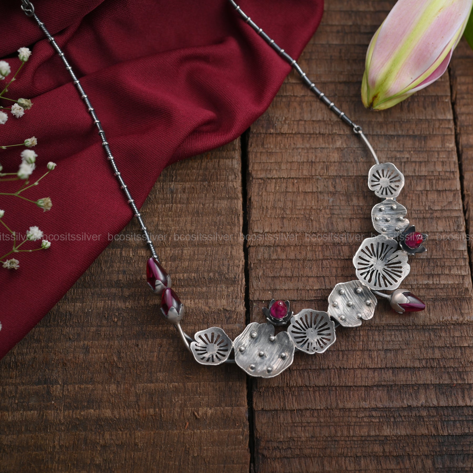 925 silver Oxidized Rose Mottu Haram - 2044