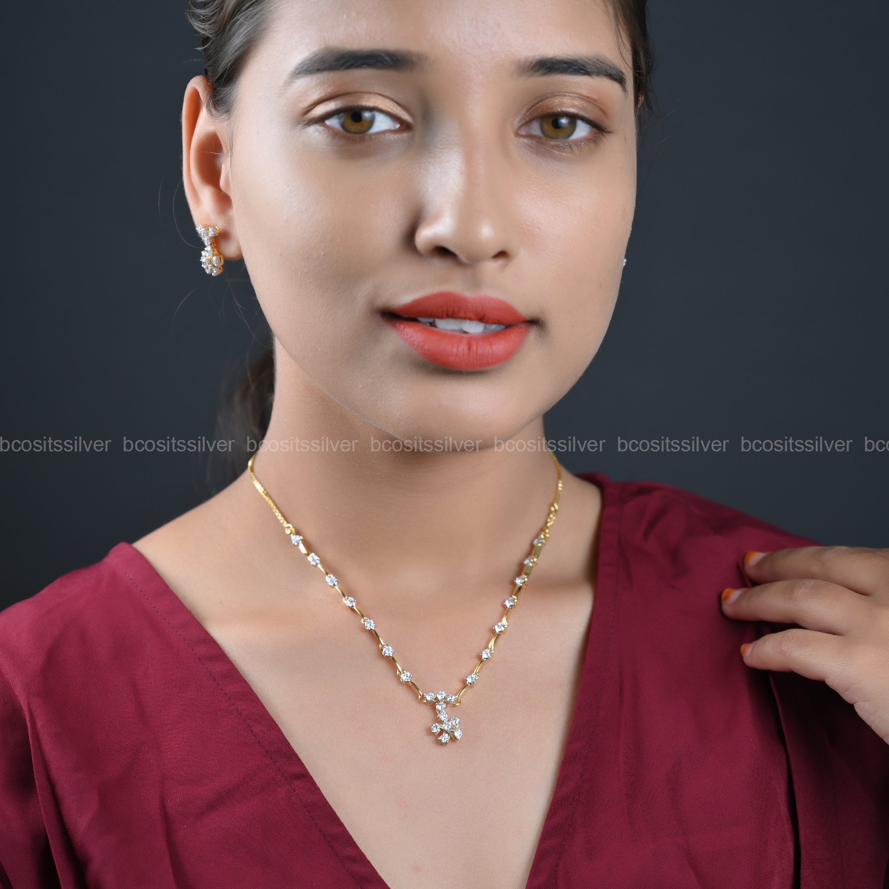 Theia diamond look Valentine Special Necklace only- 1973