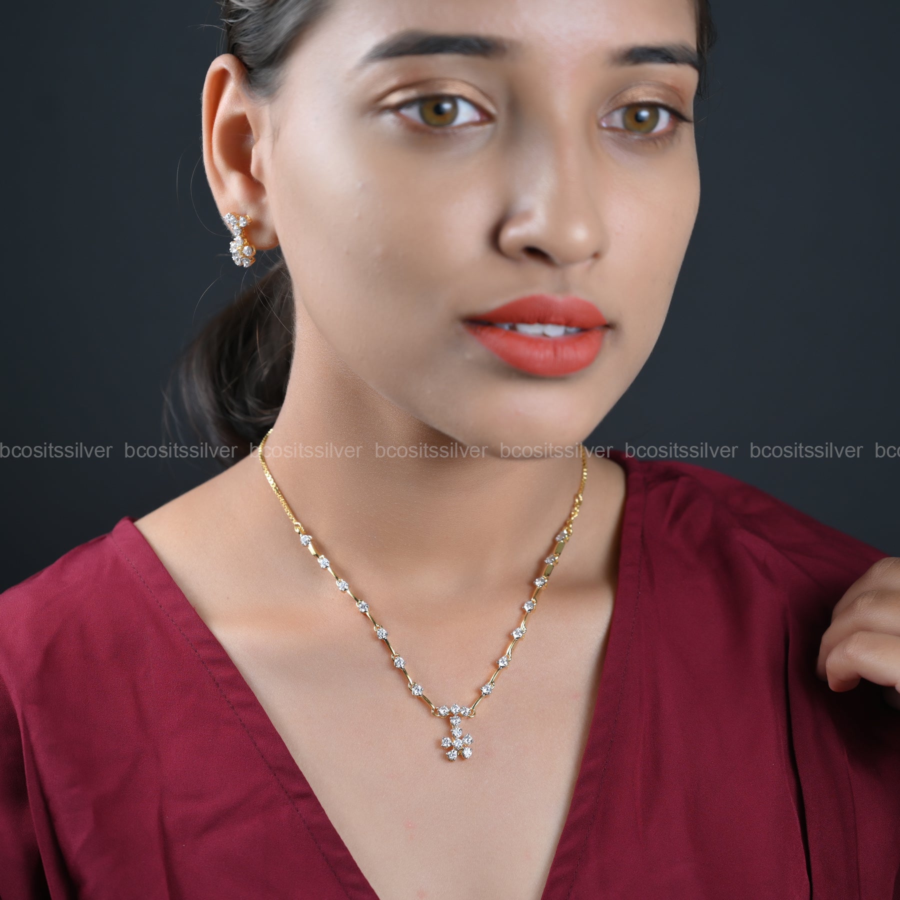 Theia diamond look Valentine Special Necklace only- 1973