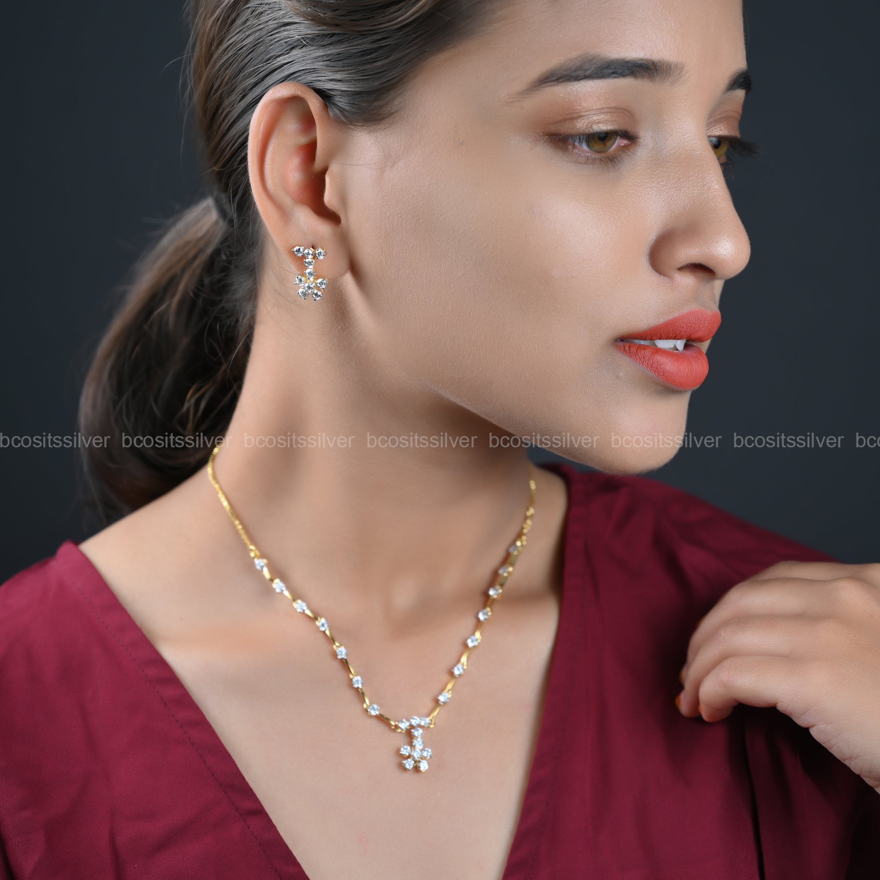 Theia diamond look Valentine Special Necklace only- 1973