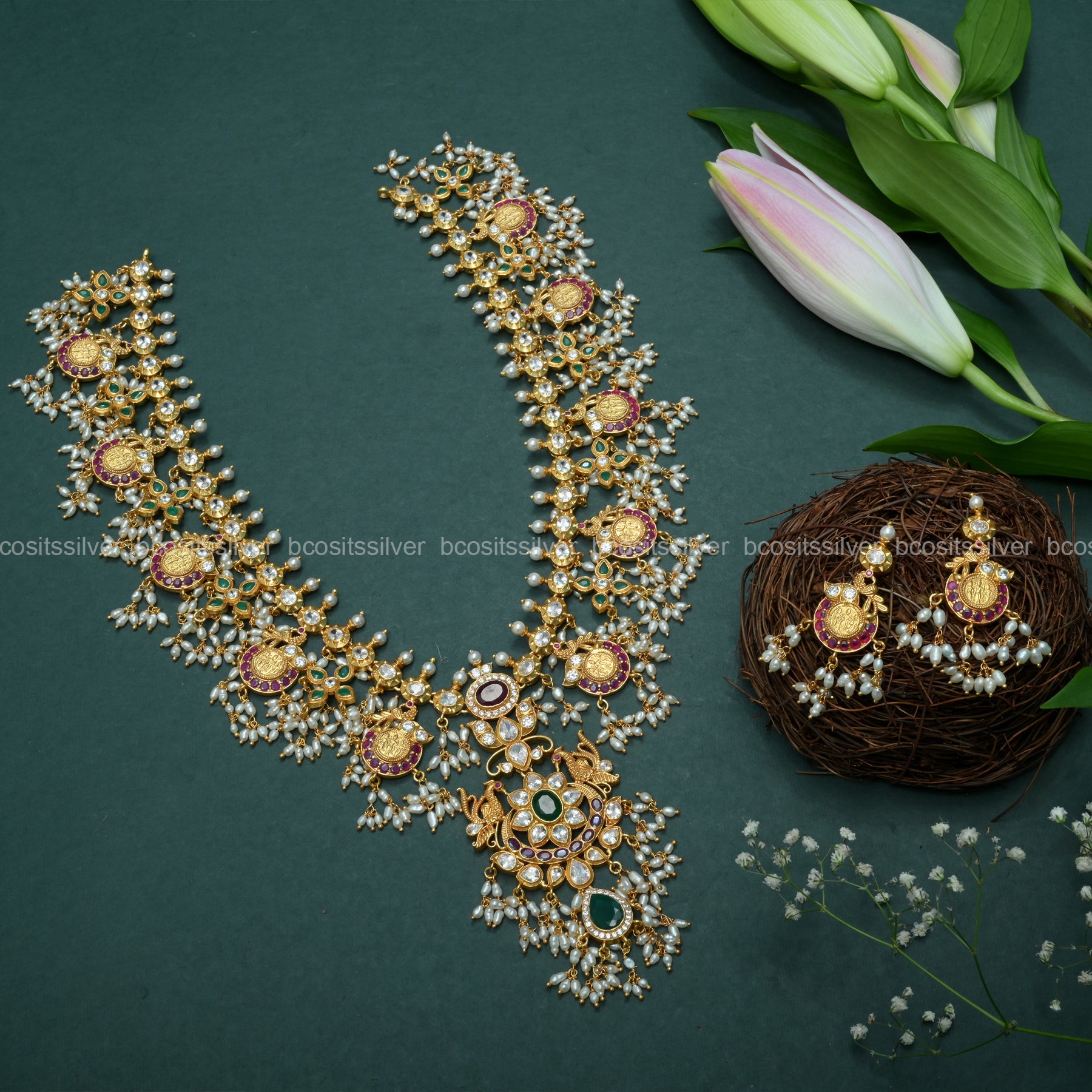 Guttapusalu Ram Lakshman Coin Haram With Earrings -1048- ( MADE TO ORDER )