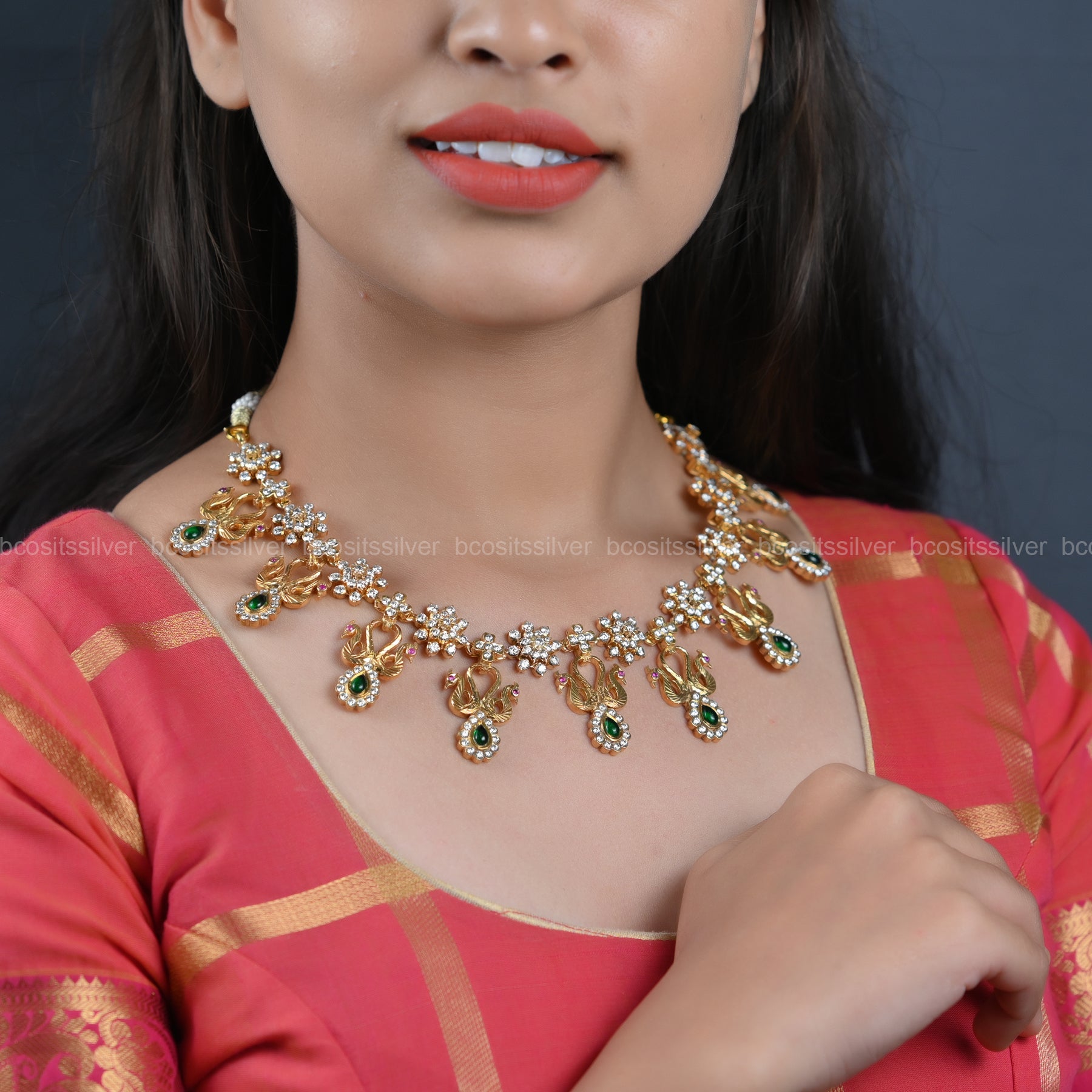 925 Silver Nakshatra Stone Saaral Necklace - 7034