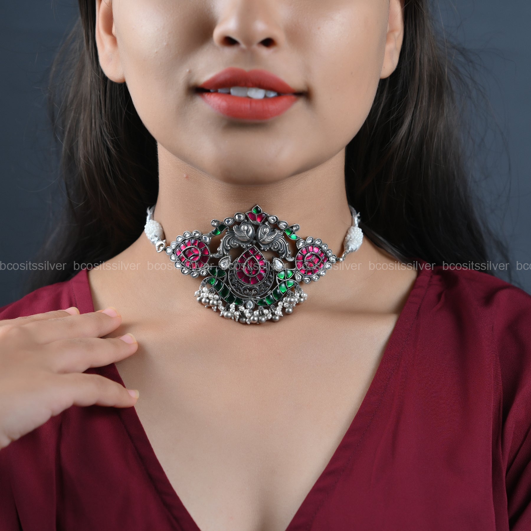 Oxidized Bindi Choker - 6654