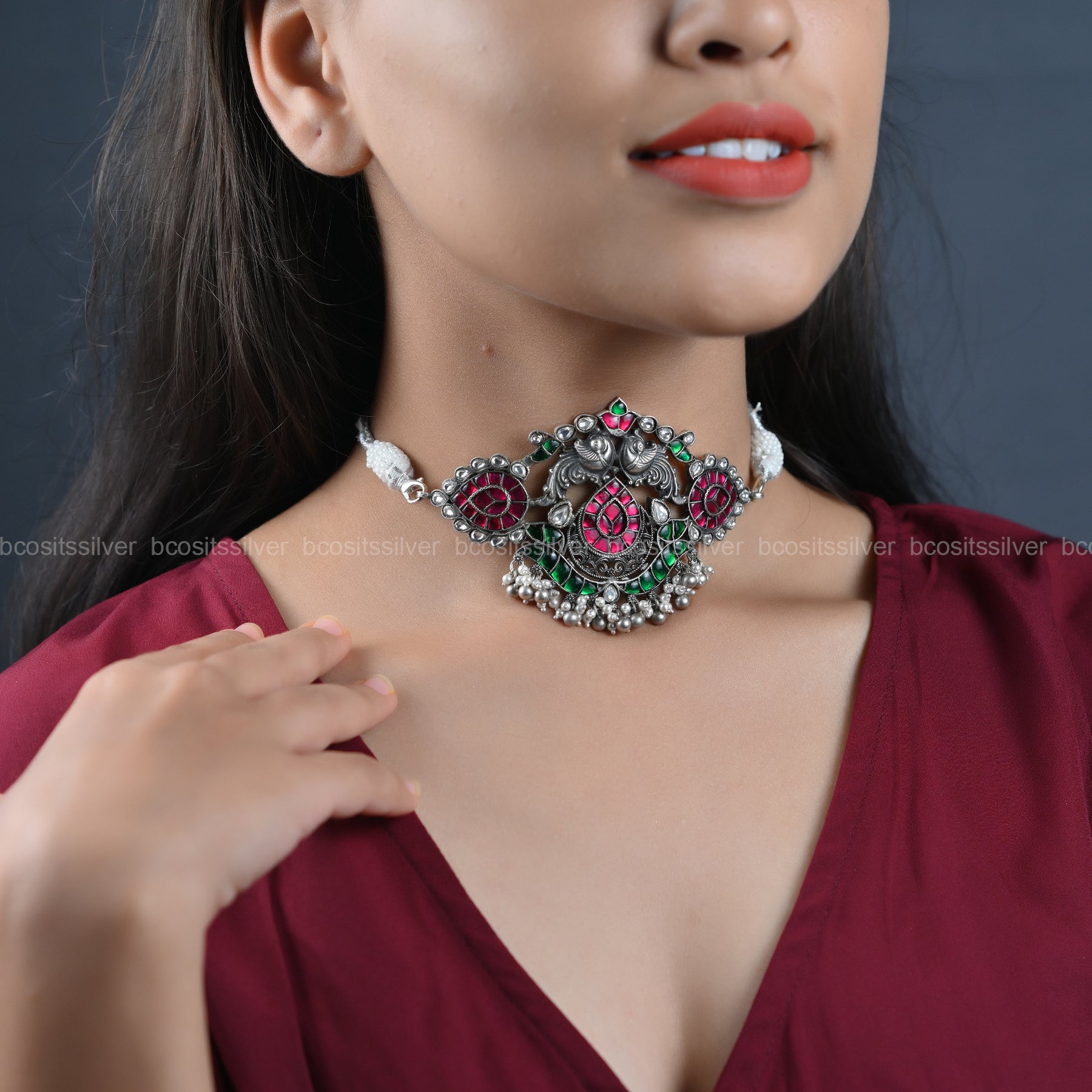 Oxidized Bindi Choker - 6654