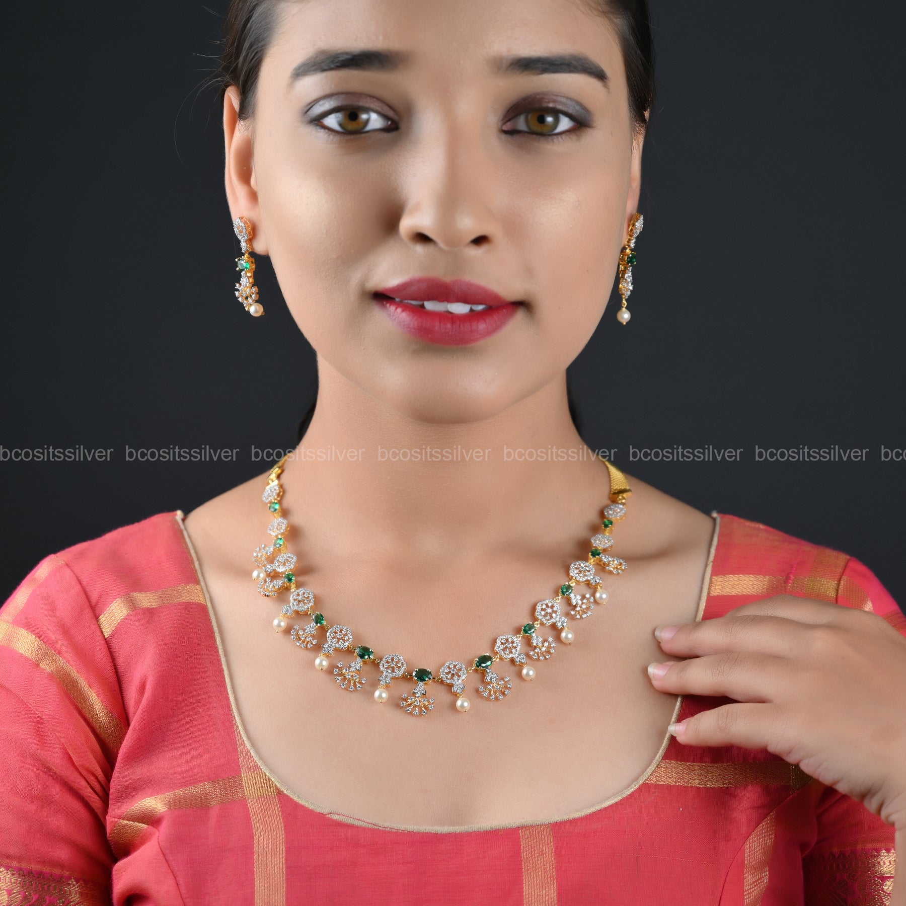 Theia Diamond Look Necklace - 081 - ( MADE TO ORDER )