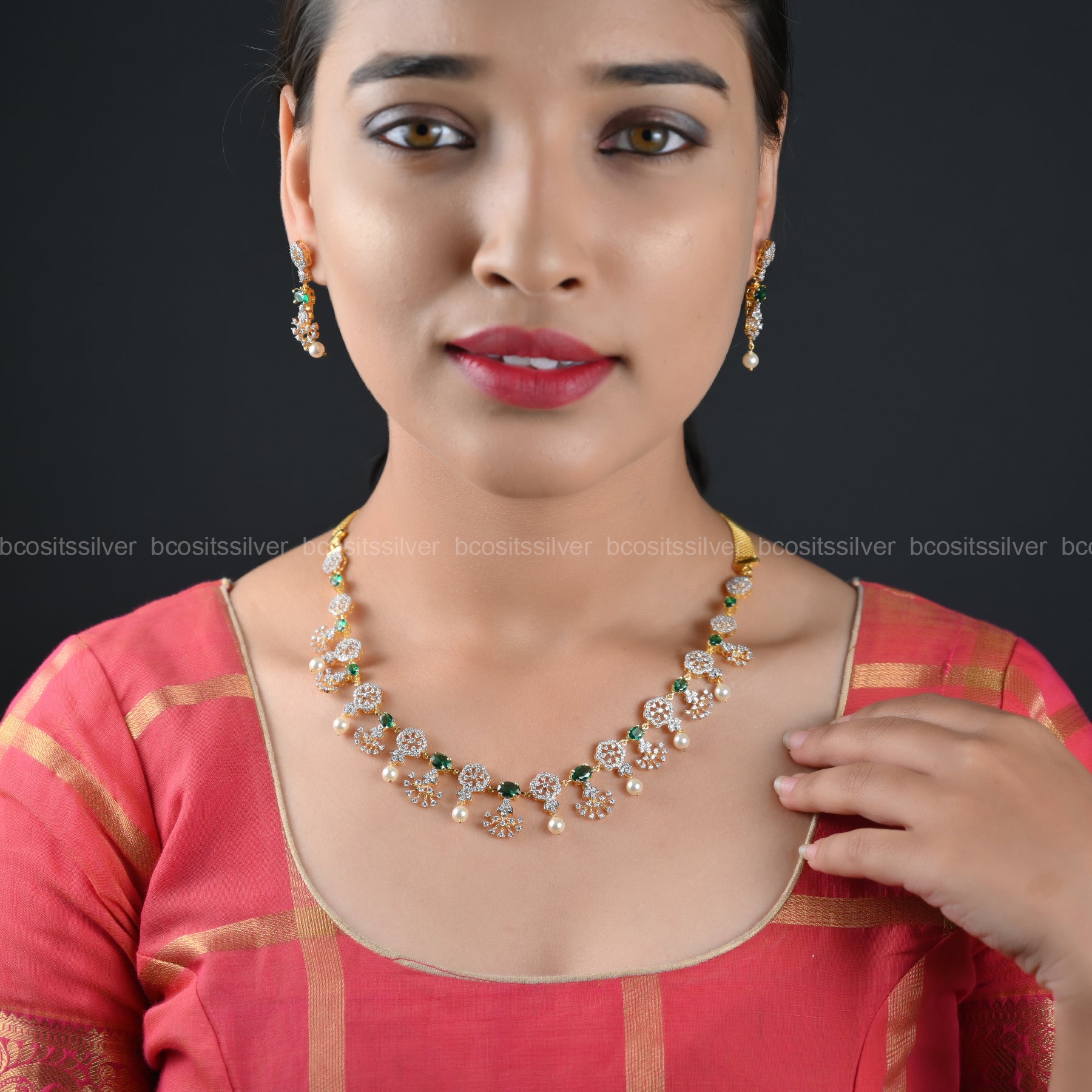 Theia Diamond Look Necklace - 081 - ( MADE TO ORDER )