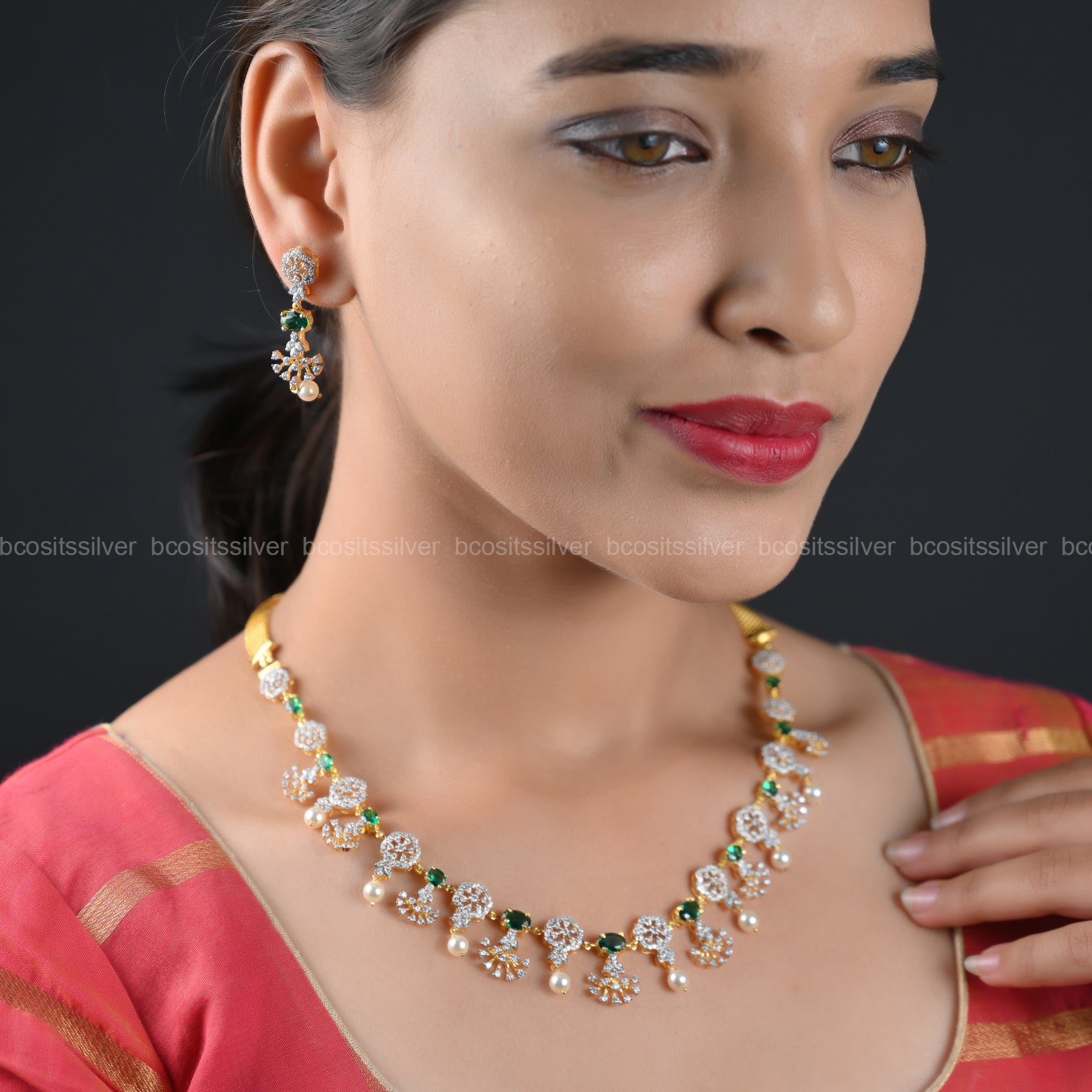 Theia Diamond Look Necklace - 081 - ( MADE TO ORDER )