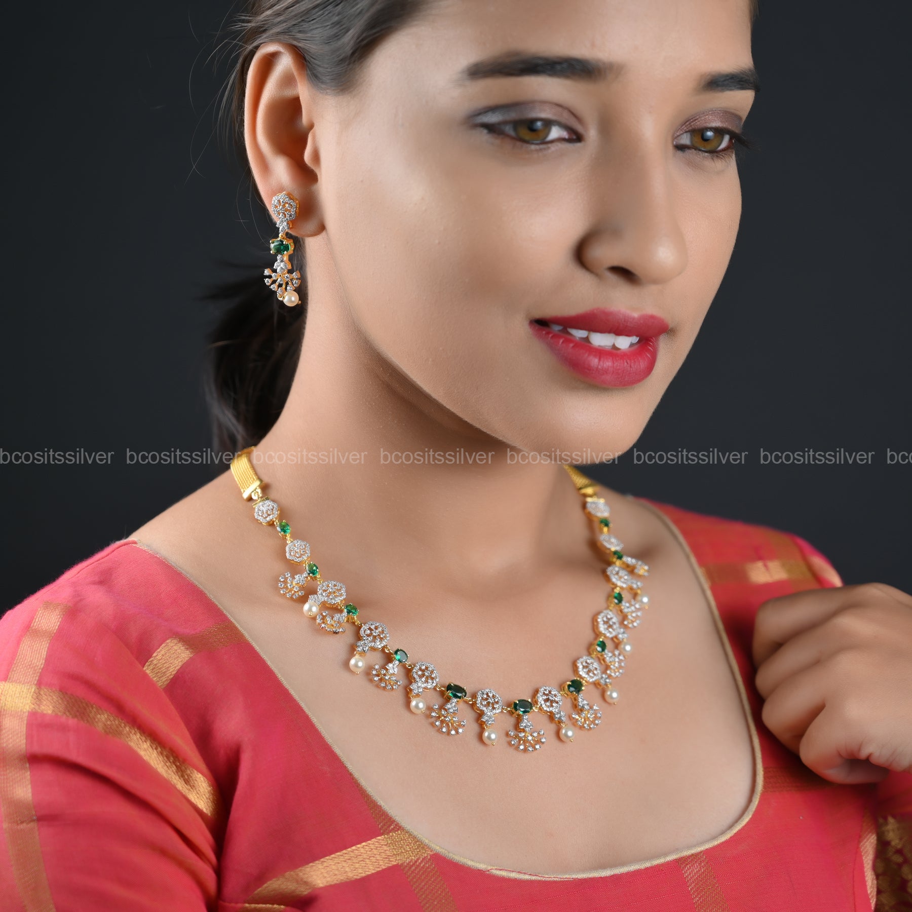 Theia Diamond Look Necklace - 081 - ( MADE TO ORDER )