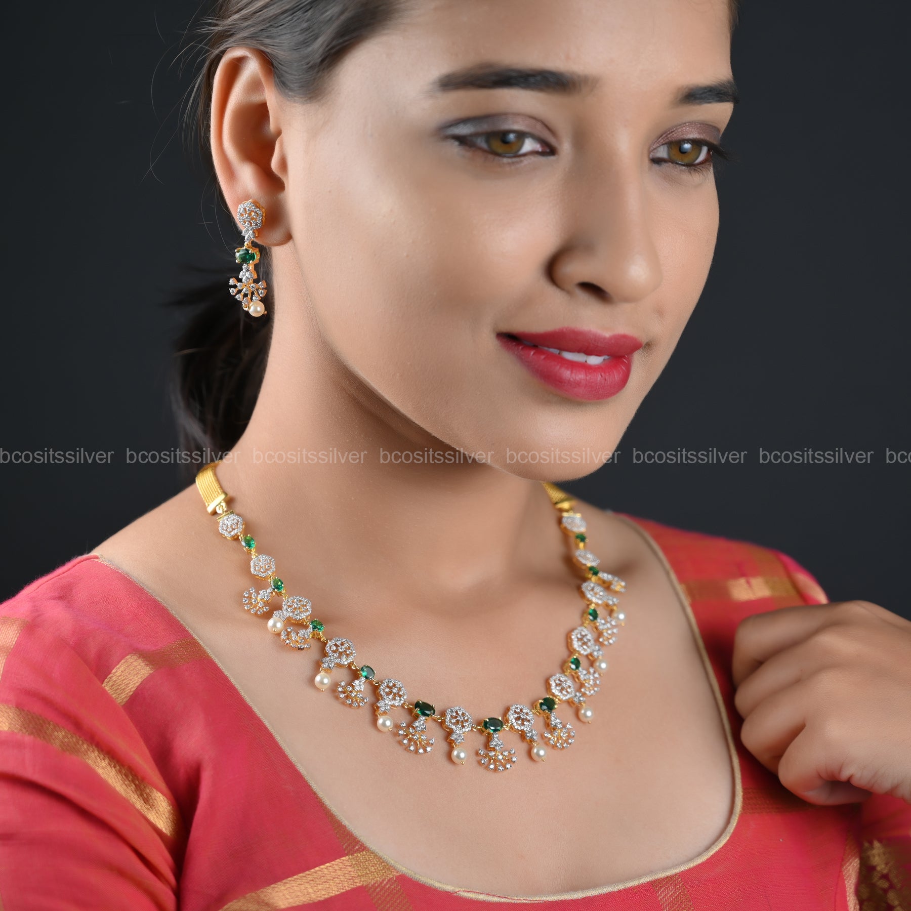 Theia Diamond Look Necklace - 081 - ( MADE TO ORDER )