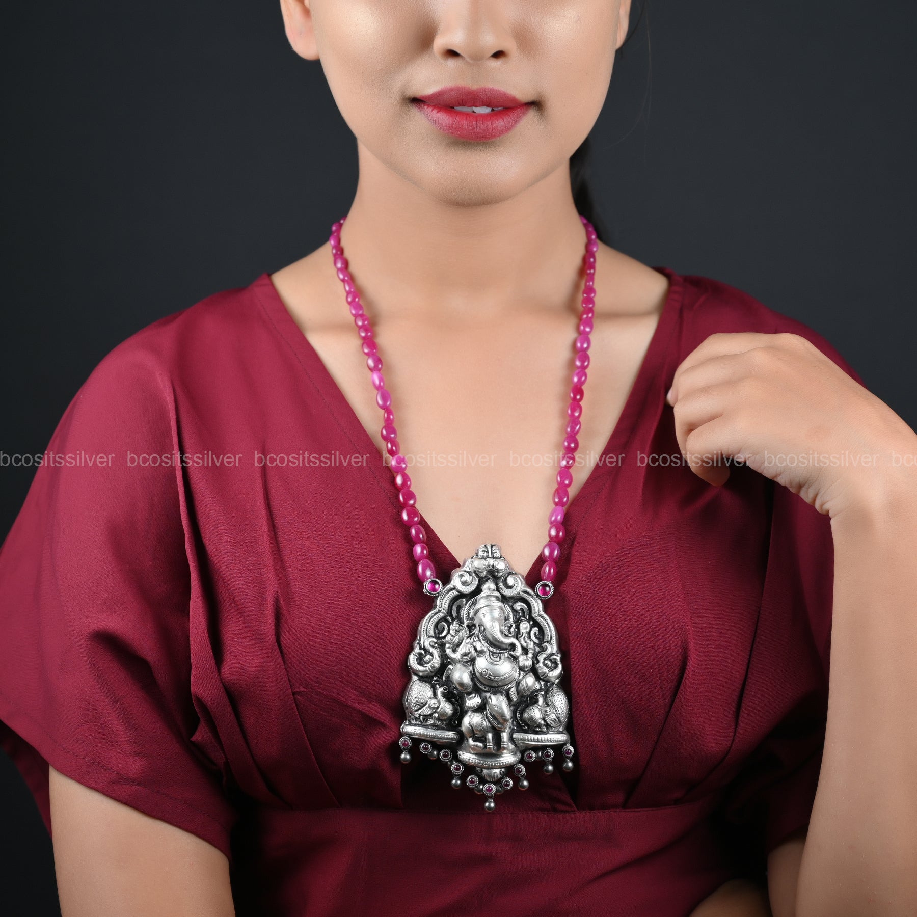 Pure 925 silver Nandhini Beads Haram - 130