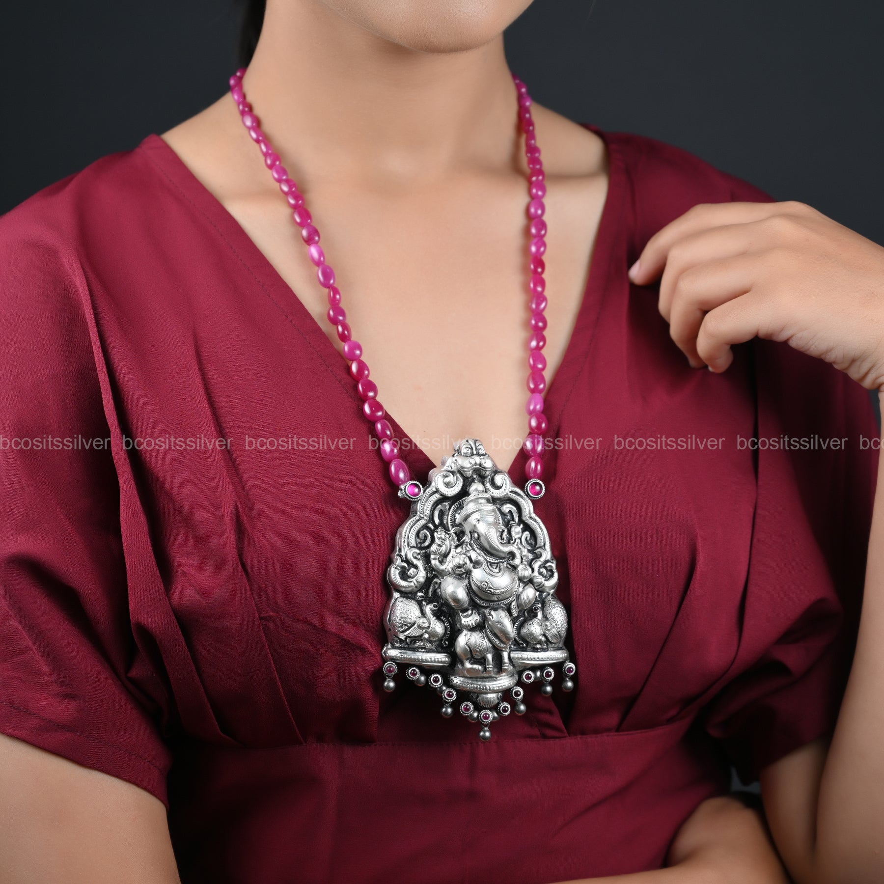 Pure 925 silver Nandhini Beads Haram - 130