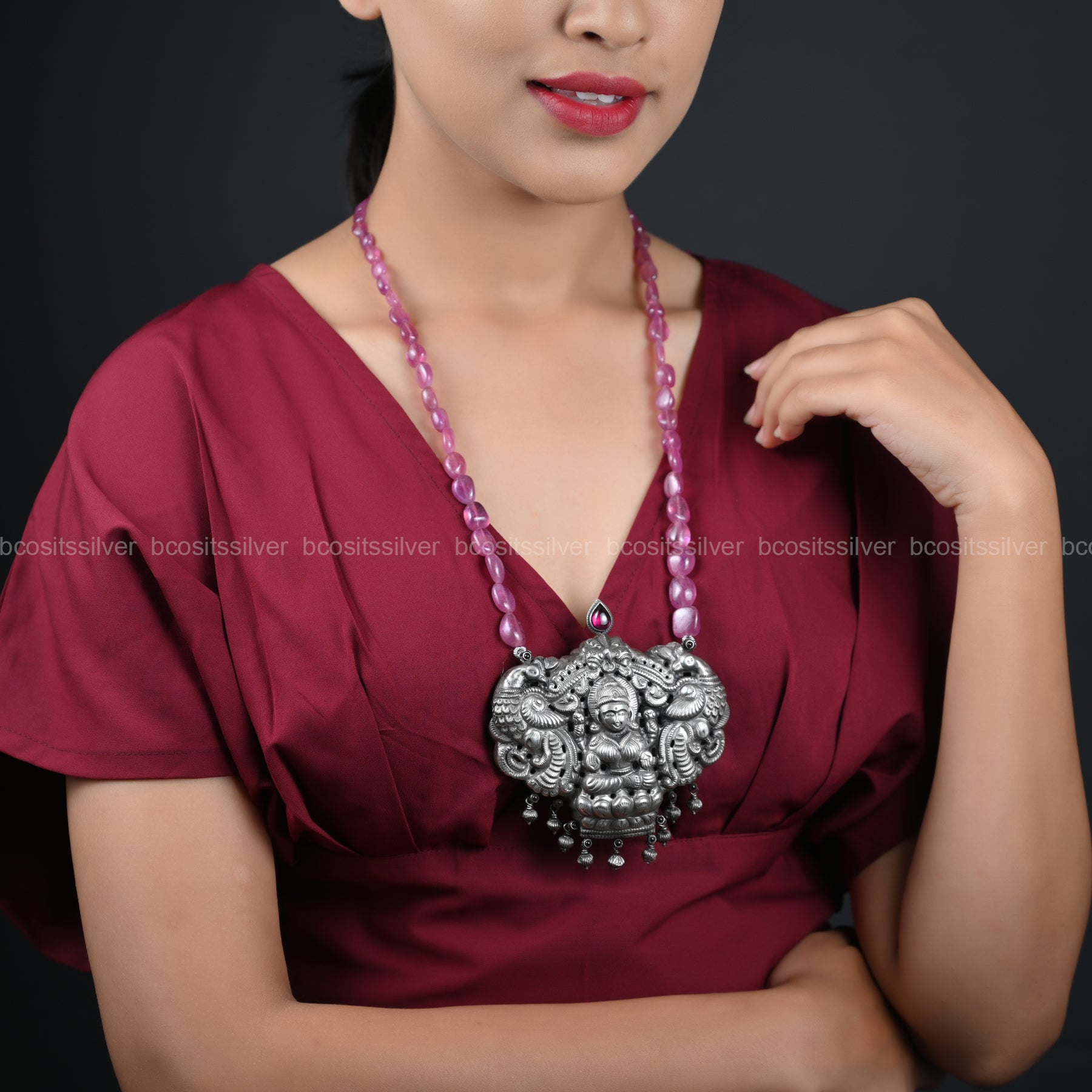 Pure 925 silver Nandhini Beads Haram - 128