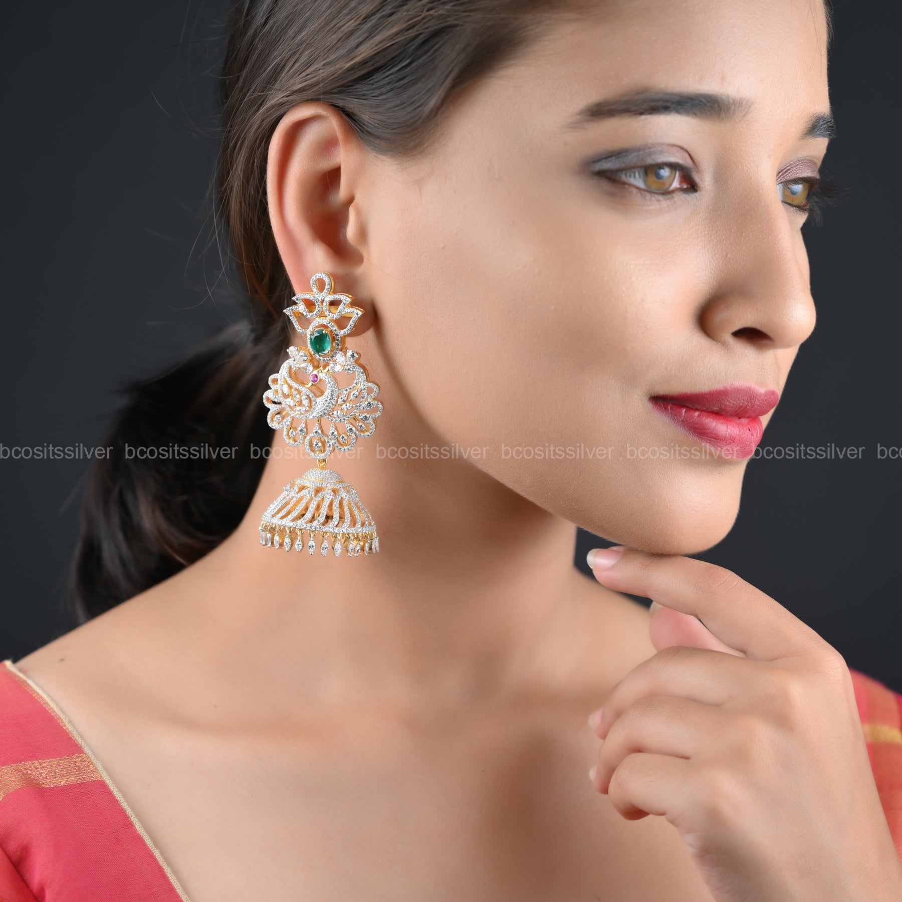 Theia Diamond Look Jhumka - 413 - ( MADE TO ORDER )