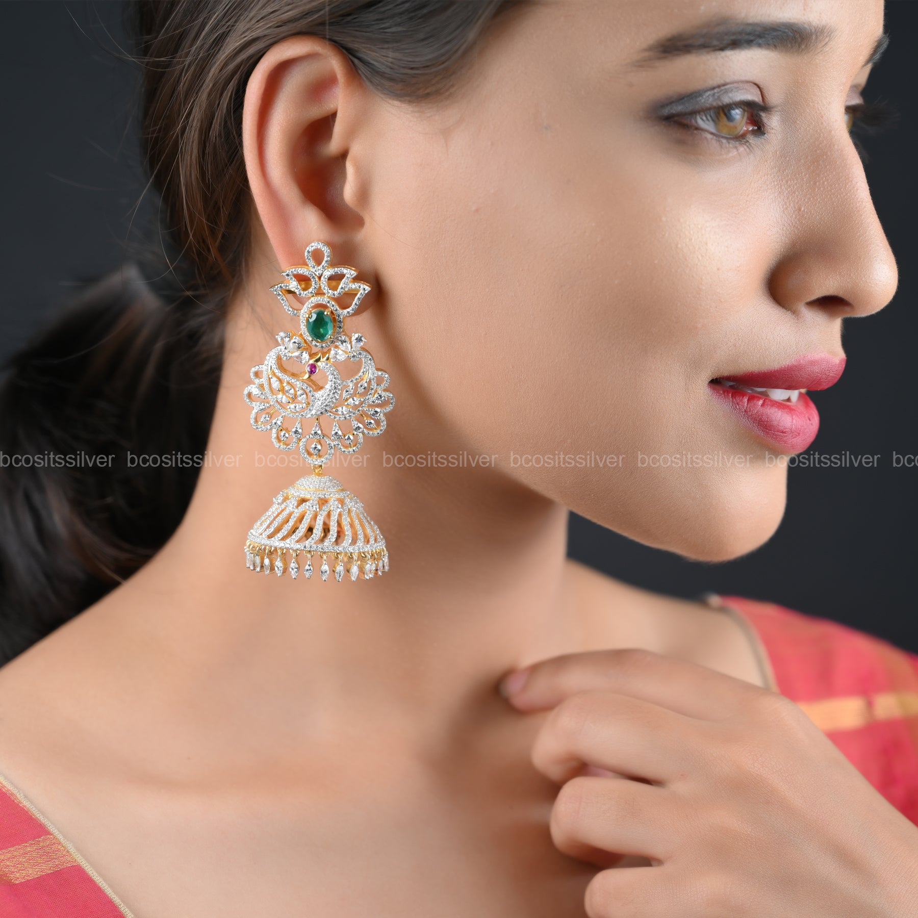 Theia Diamond Look Jhumka - 413 - ( MADE TO ORDER )
