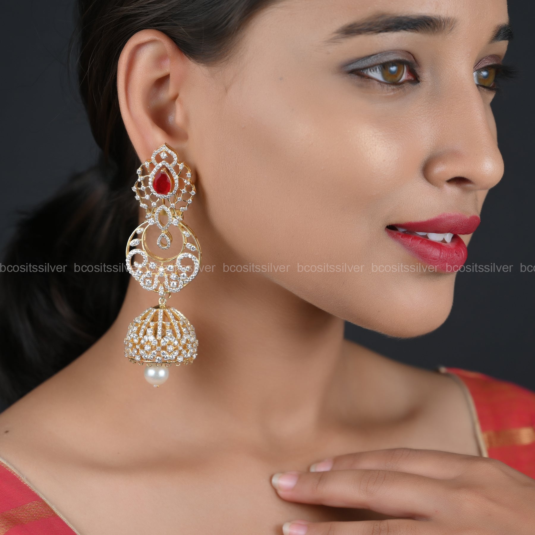 Theia Diamond Look Jhumka -415 ( MADE TO ORDER )