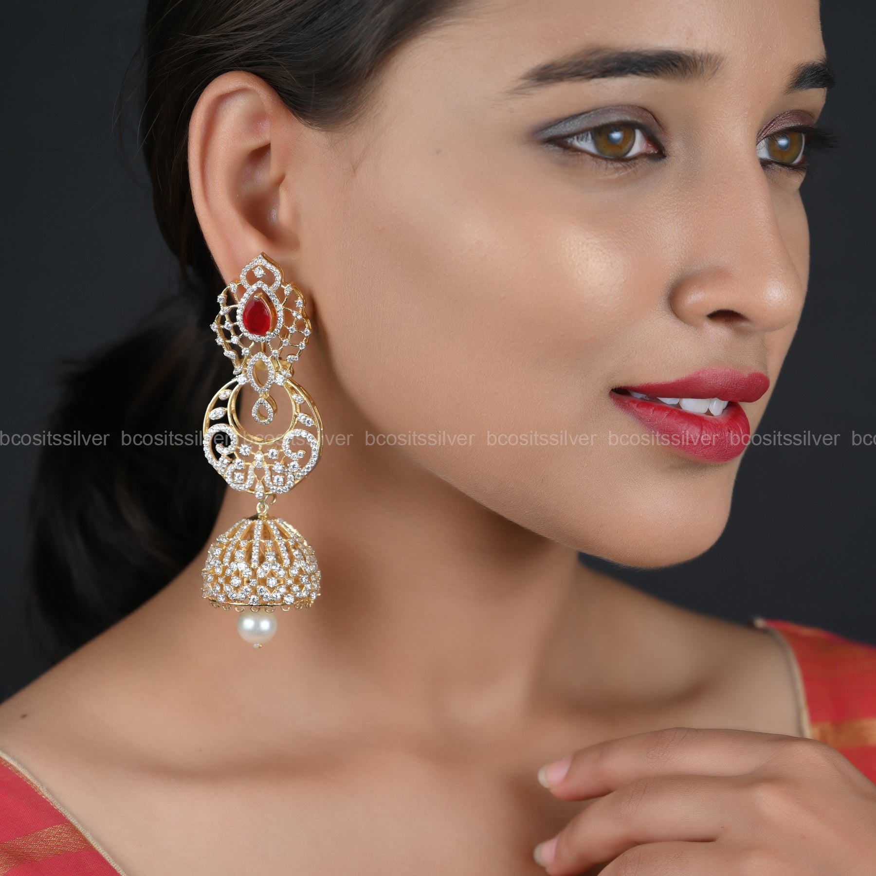 Theia Diamond Look Jhumka -415 ( MADE TO ORDER )