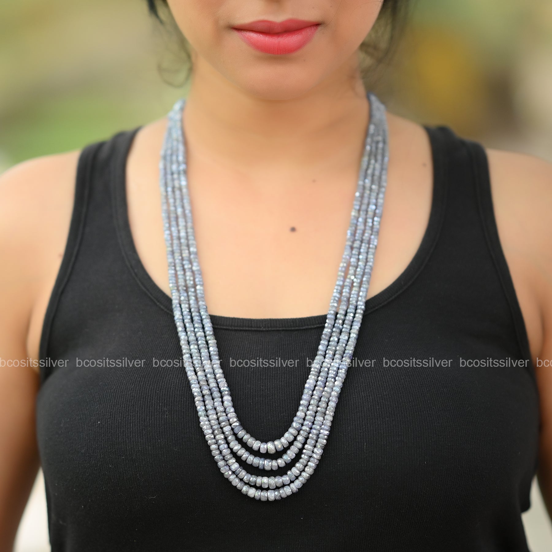 Blue Sapphire Cut Beads - 4 layer Beads - 1239