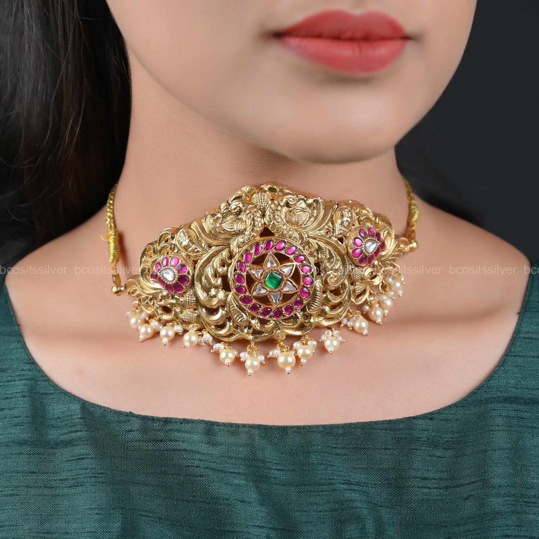 Gold Plated Peacock Choker - 5110