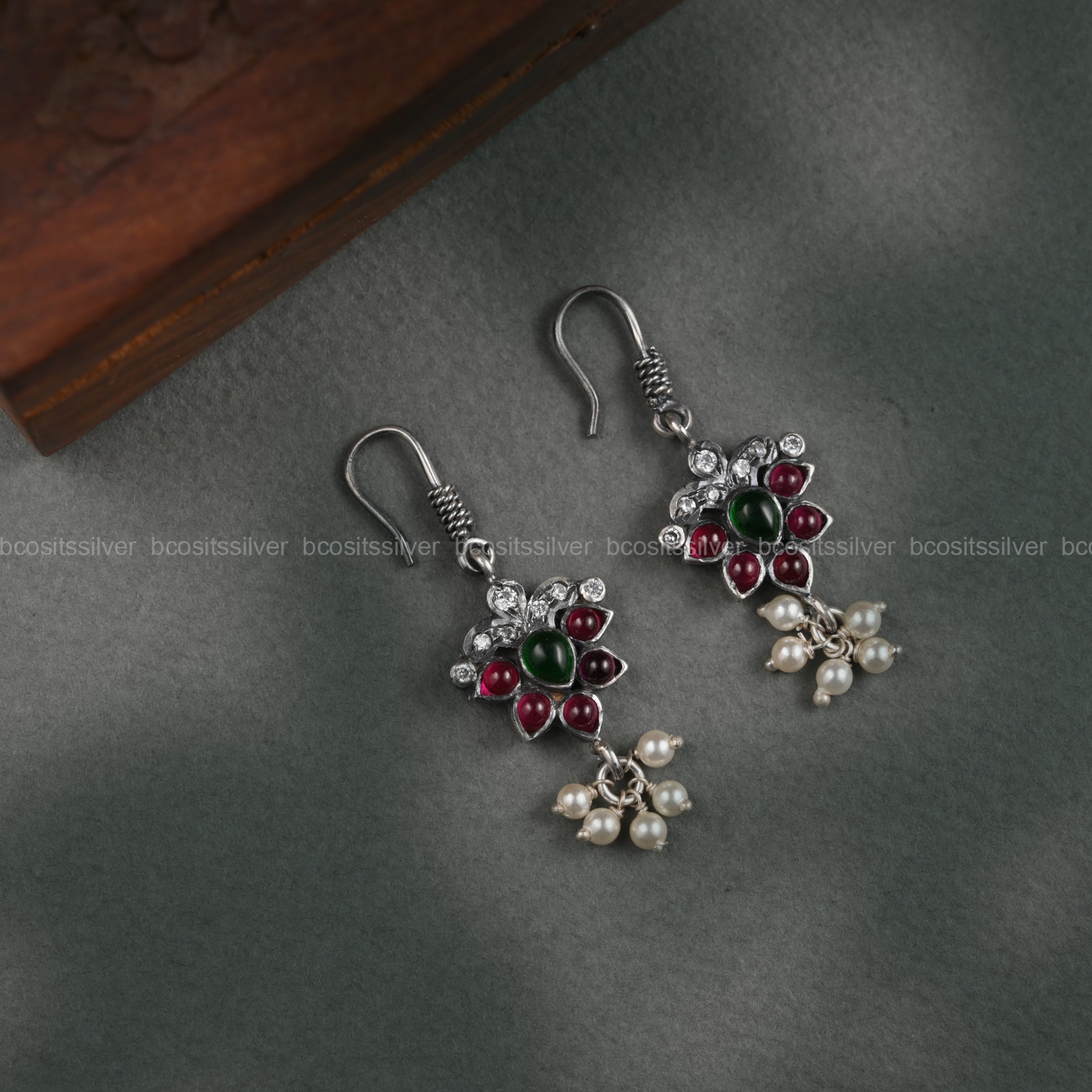 Pure 925 Silver Oxidized Earring - 1104