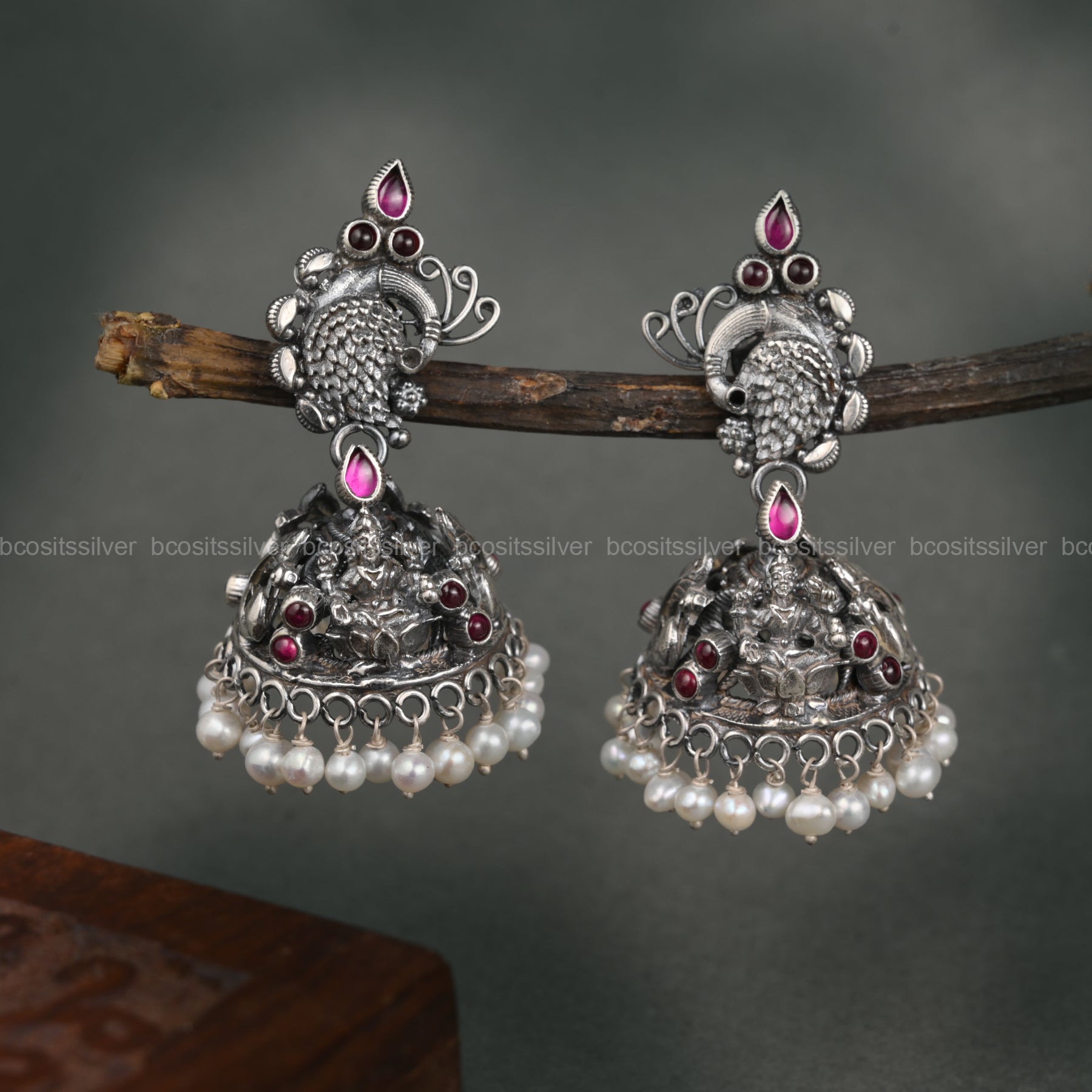 Pure 925 Silver Oxidized Jhumka - 1085