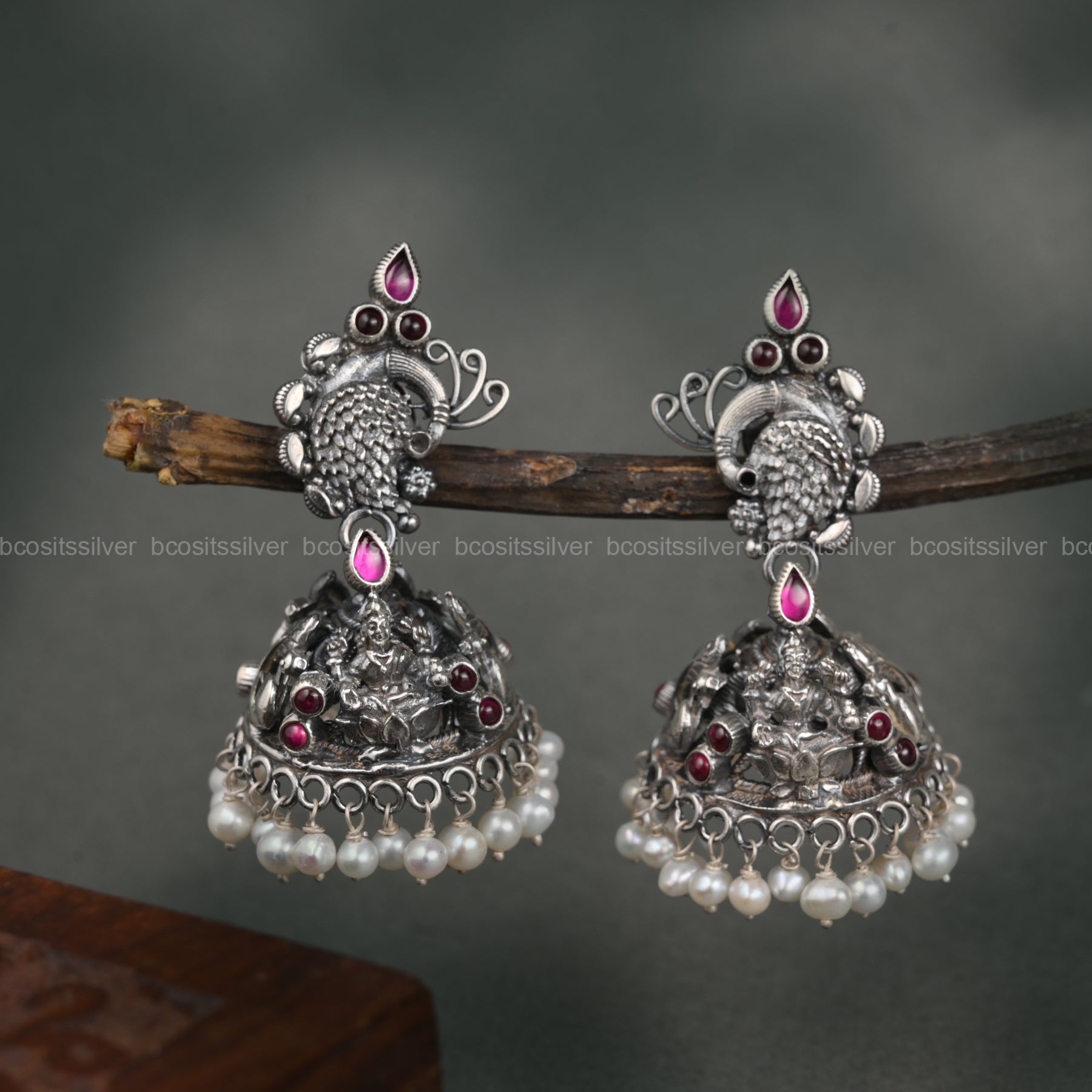 Pure 925 Silver Oxidized Jhumka - 1085