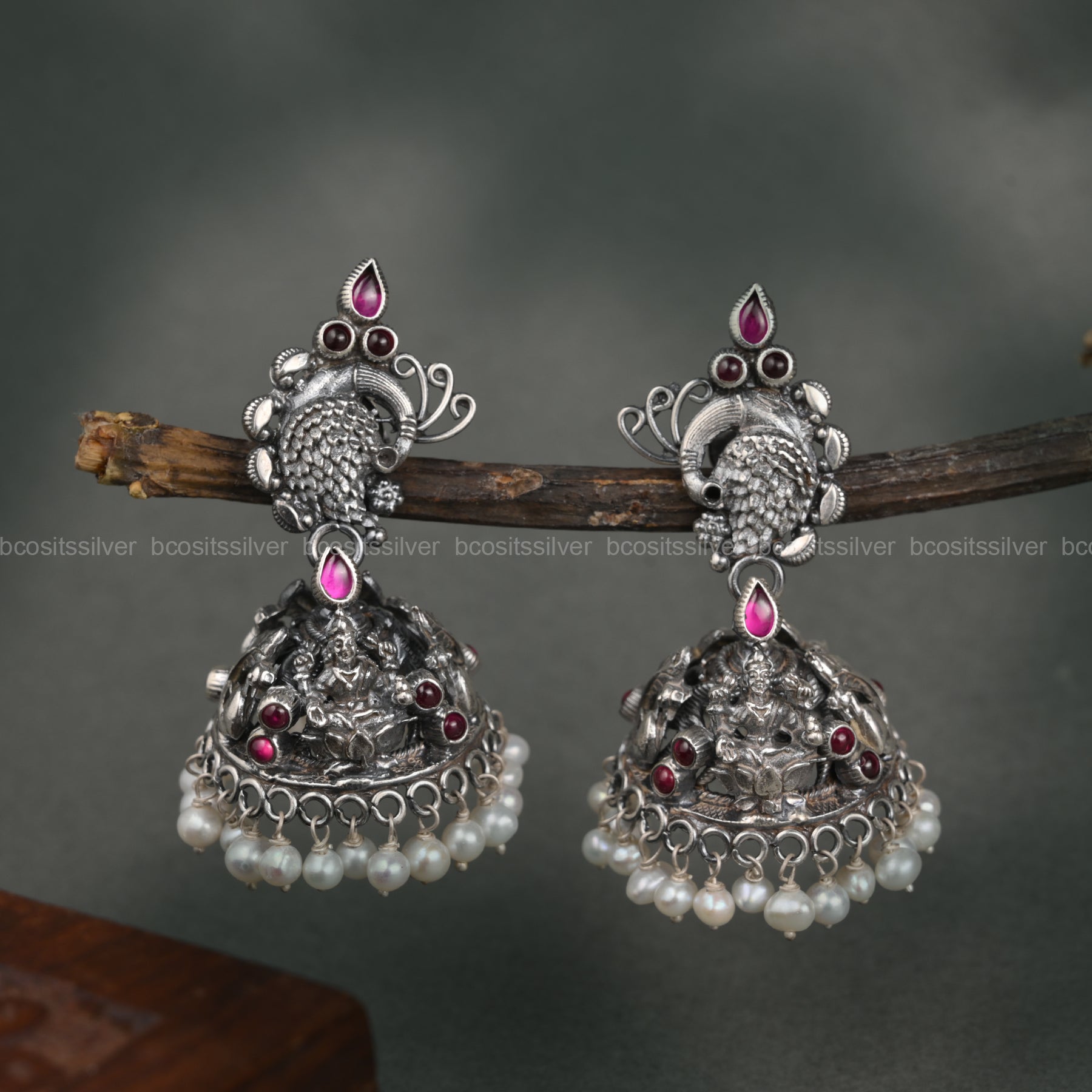 Pure 925 Silver Oxidized Jhumka - 1085