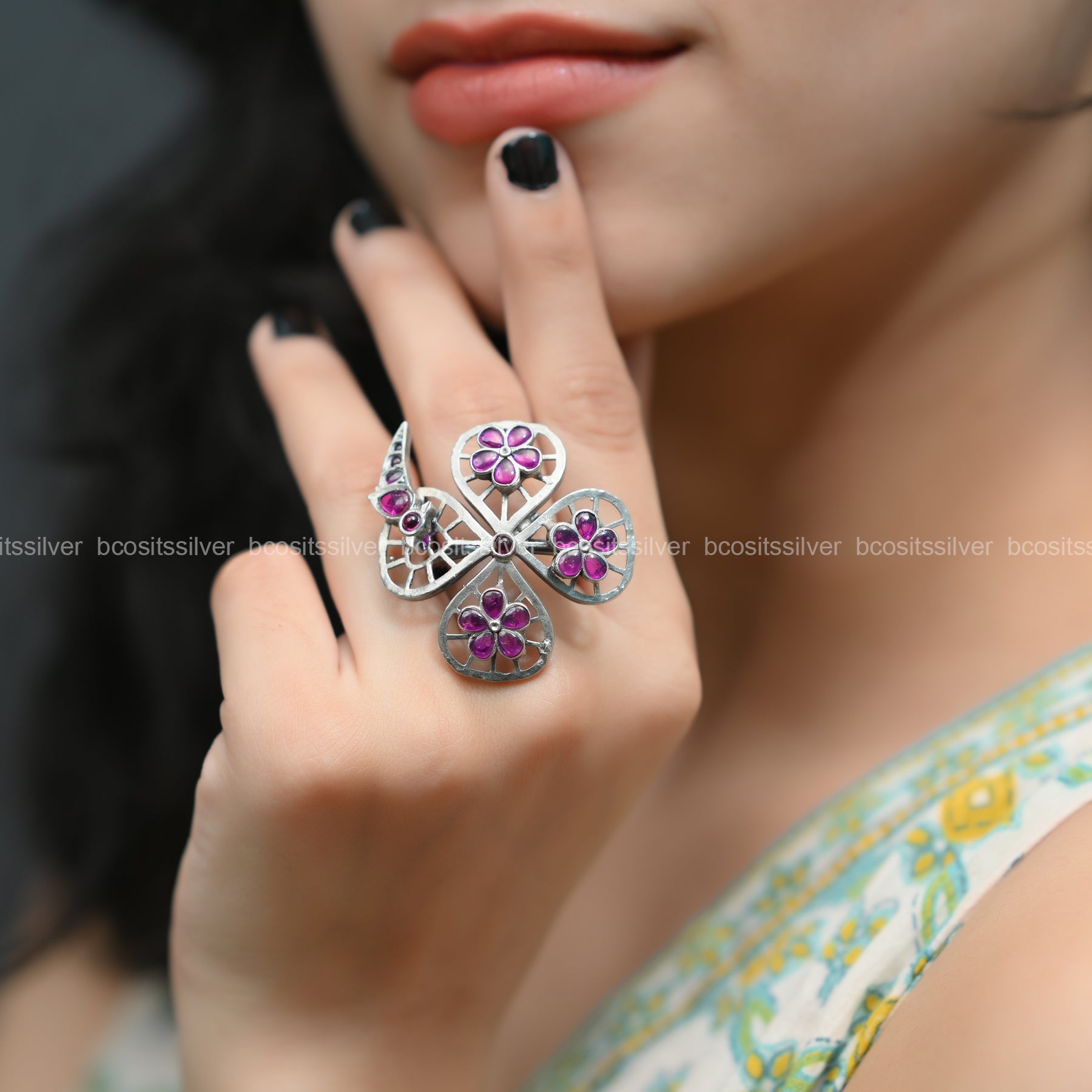 Oxidized Diwali Finger Ring - 1585